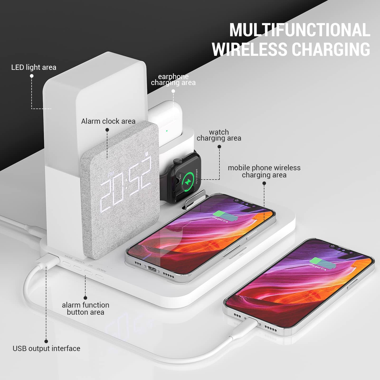 Wireless Charging Station, 3 In 1 Charging Station, Alarm Clock With Wireless Charger, Iphone 121314 Pro13 Mini13 Pro Max12 Pro, Samsung, Airpodsqc30 ZY_DKY9O5VQ