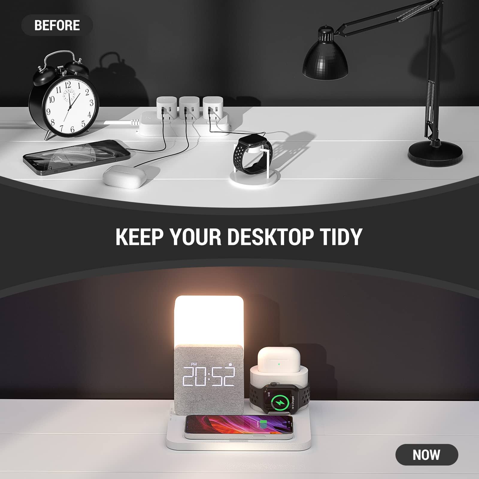 Wireless Charging Station, 3 In 1 Charging Station, Alarm Clock With Wireless Charger, Iphone 121314 Pro13 Mini13 Pro Max12 Pro, Samsung, Airpodsqc30 ZY_DKY9O5VQ