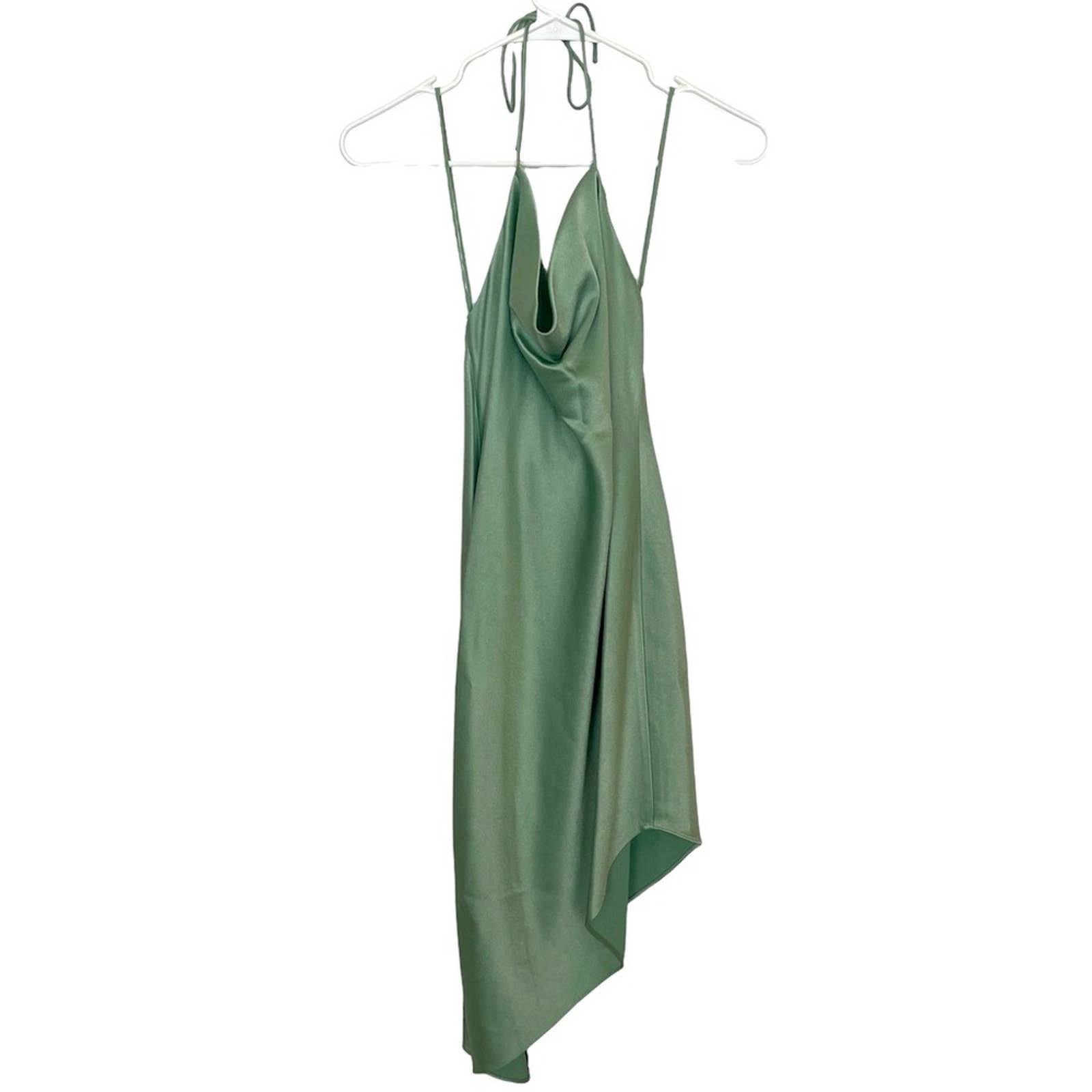 Alice + Olivia Women's Harmony Asymmetric Satin Slip Dress - Sage - Size 6 OQ_GCJ5HVAU