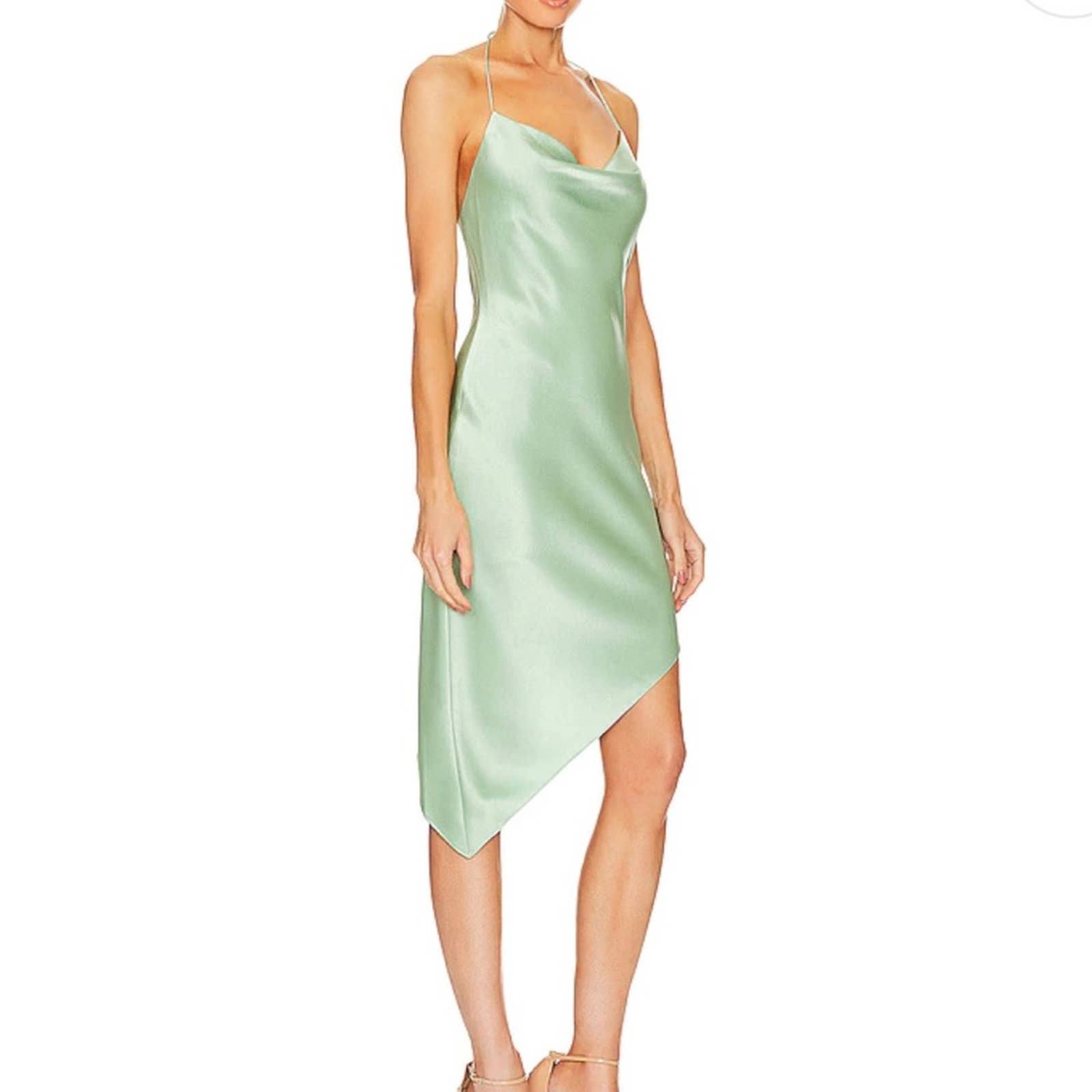 Alice + Olivia Women's Harmony Asymmetric Satin Slip Dress - Sage - Size 6 OQ_GCJ5HVAU