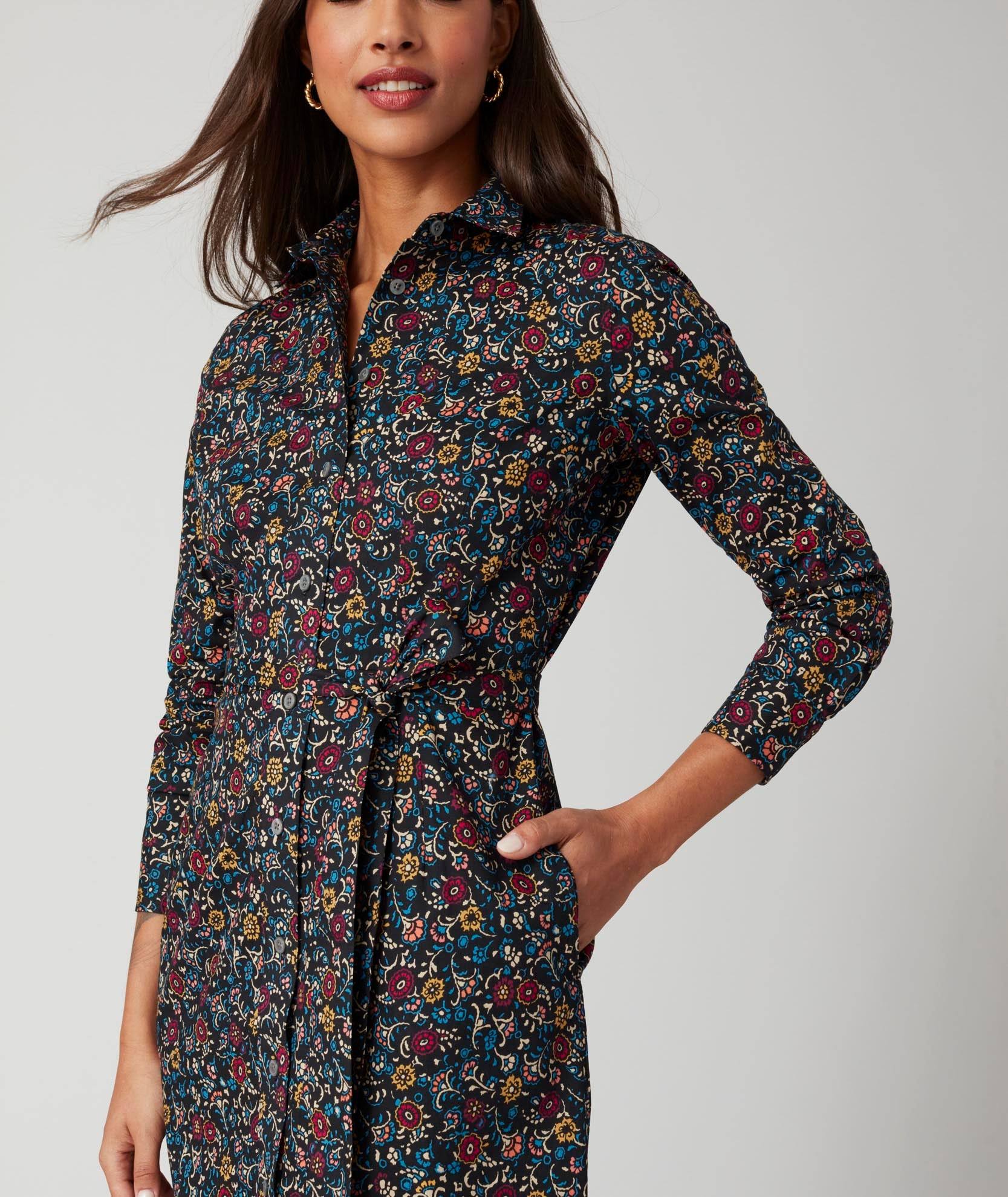 Stretch Cotton Sydney Shirtdress - Black Paisley Print | Untuckit 8H_4NX5AXLO Stretch Cotton Sydney Shirtdress - Black Paisley Print | Untuckit 8H_4NX5AXLO