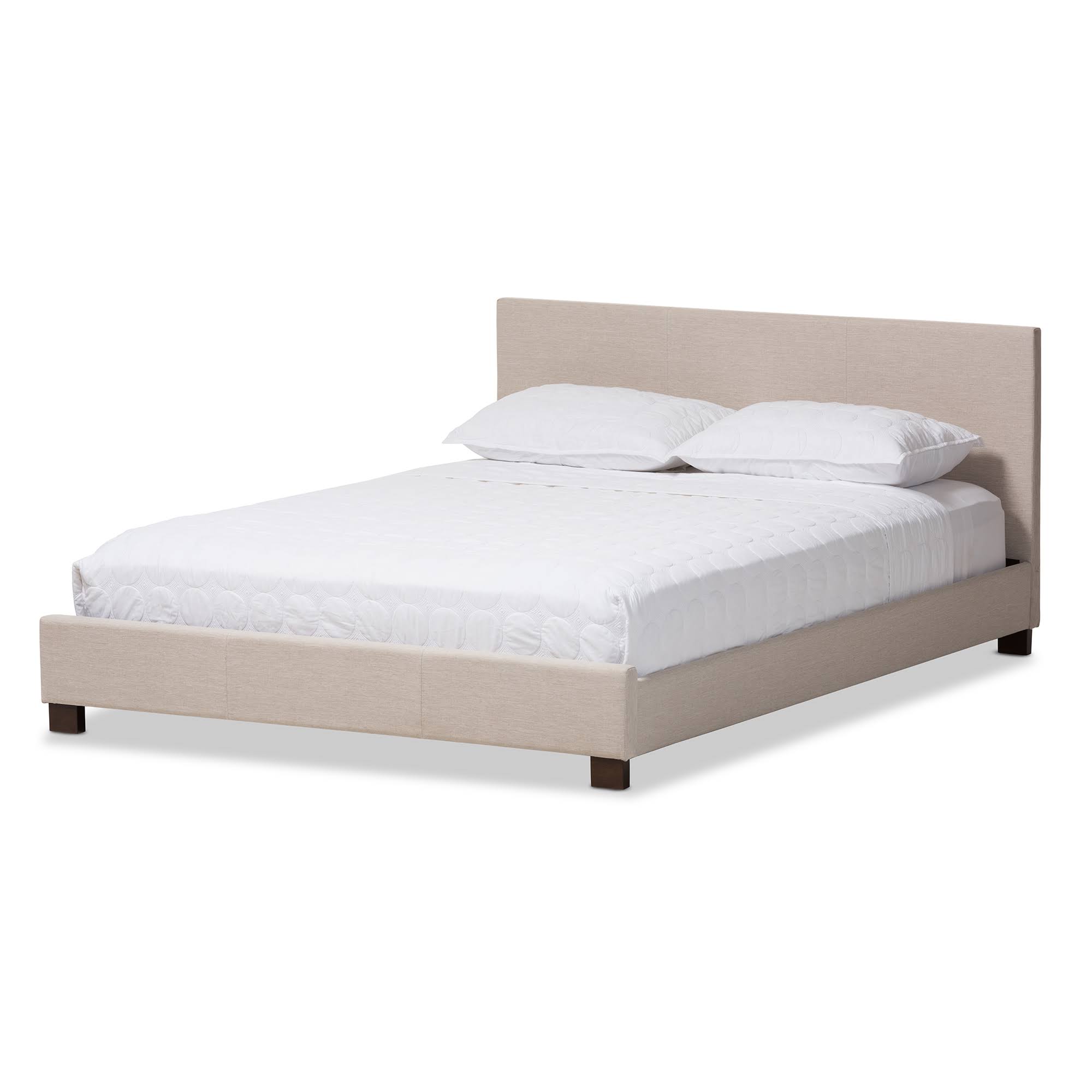 Baxton Studio Elizabeth Beige Fabric Upholstered Panel-Stitched Full Size Platform Bed 2T_SQMHKCYI