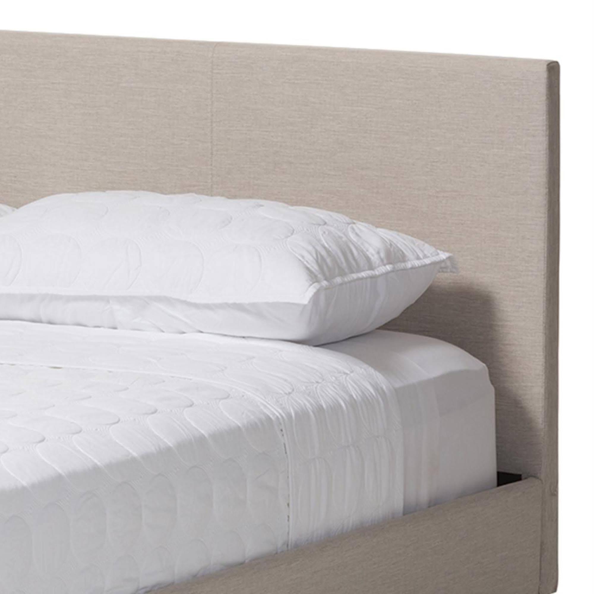 Baxton Studio Elizabeth Beige Fabric Upholstered Panel-Stitched Full Size Platform Bed 2T_SQMHKCYI