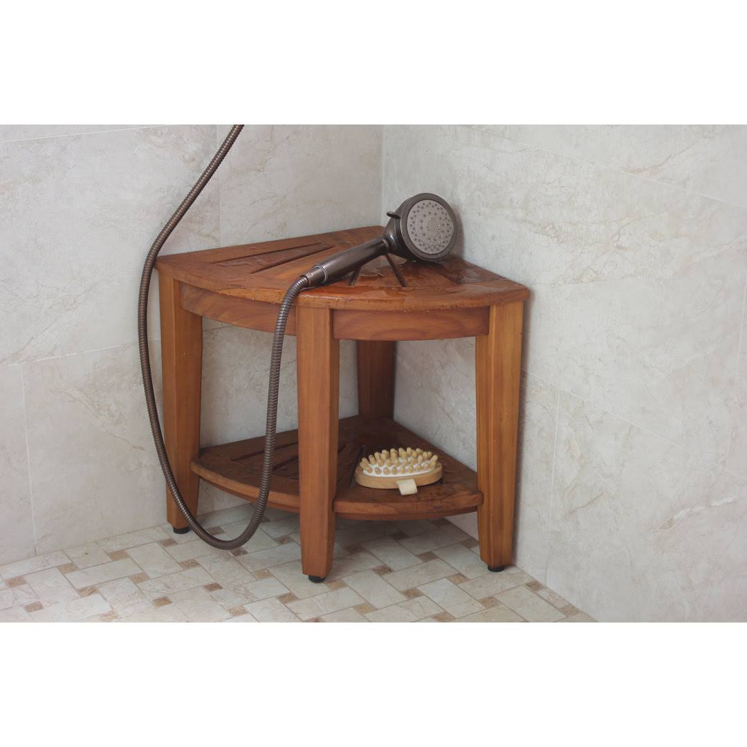 Aqua Teak Corner Stool With Shelf BB_GJZPBBL6