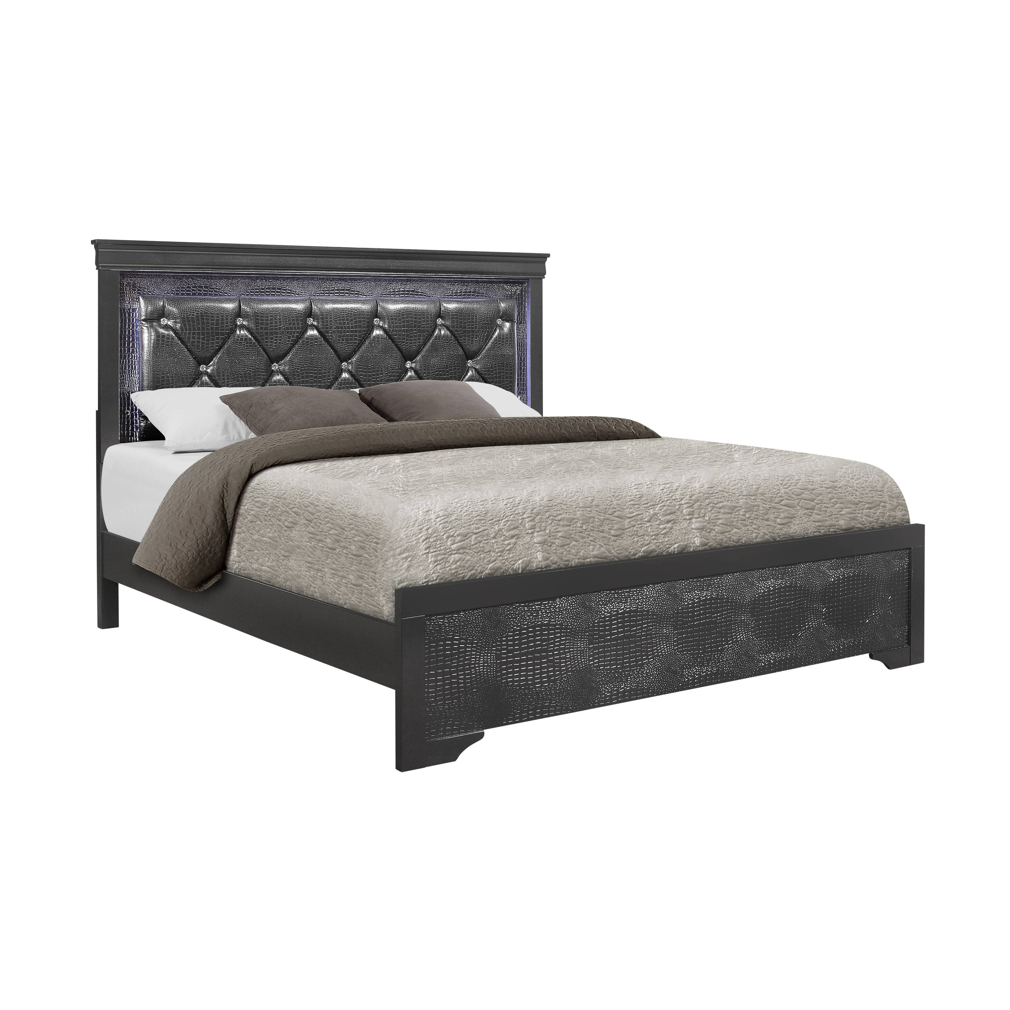 Global Furniture Usa Pompei Metallic Grey Queen Bed 0G_LWYOBQ19