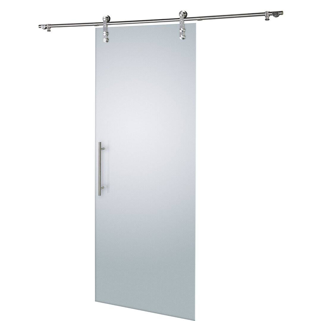 Colonial Elegance 33 In. X 84 In. Glass Glacier Frosted Barn Door Slab And Hardware Kit, None PH_5M21LJCD Colonial Elegance 33 In. X 84 In. Glass Glacier Frosted Barn Door Slab And Hardware Kit, None PH_5M21LJCD