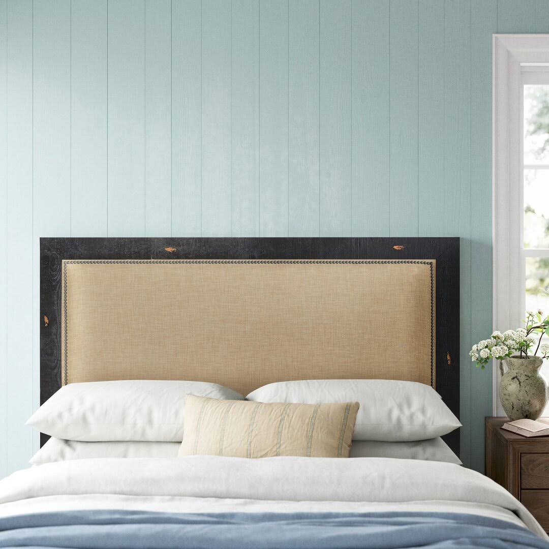 Caspen Upholstered Panel Headboard Size: King, Color: Distressed Pine AE_B19XVONH Caspen Upholstered Panel Headboard Size: King, Color: Distressed Pine AE_B19XVONH