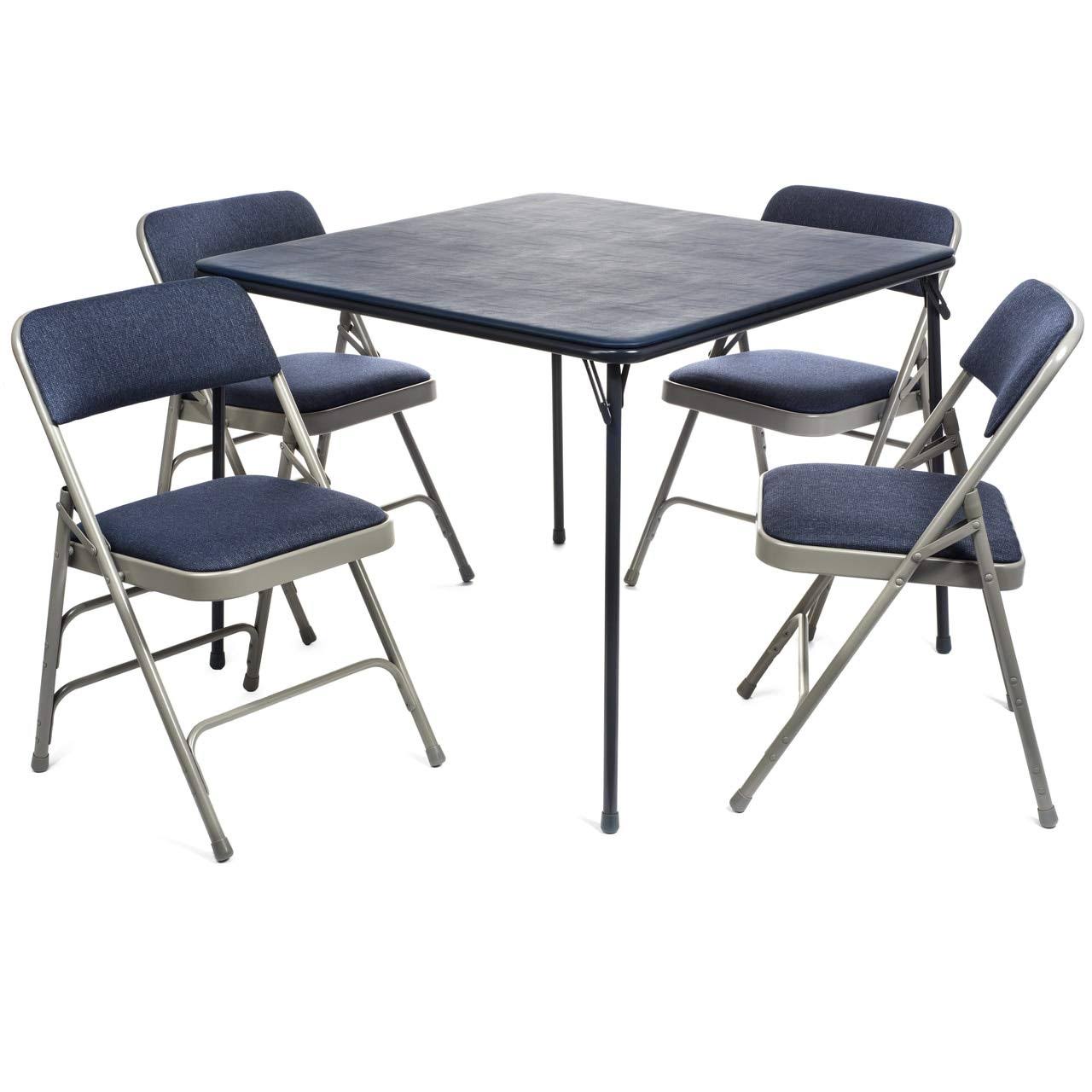 Xl Series Folding Card Table And Fabric Padded Chair Set (5pc) - Comfortable Padded Upholstery - Fold Away Design Quick Storage And Portability - Prem BA_A3USU2AE