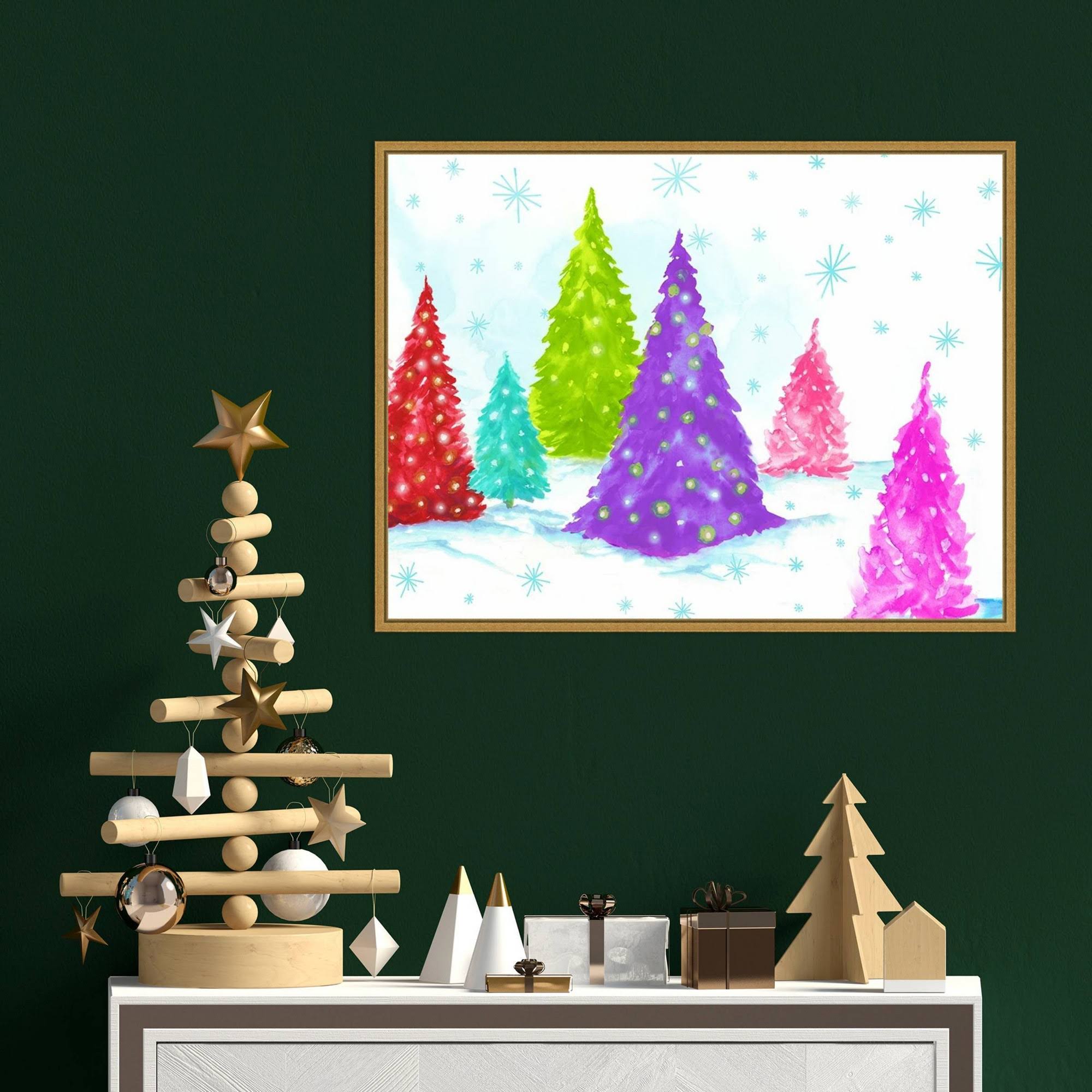 24 X 18 Magic Christmas Trees Ii By Pi Studio Framed Canvas Wall Art - Amanti Art N0_TFDJHF8G 24 X 18 Magic Christmas Trees Ii By Pi Studio Framed Canvas Wall Art - Amanti Art N0_TFDJHF8G
