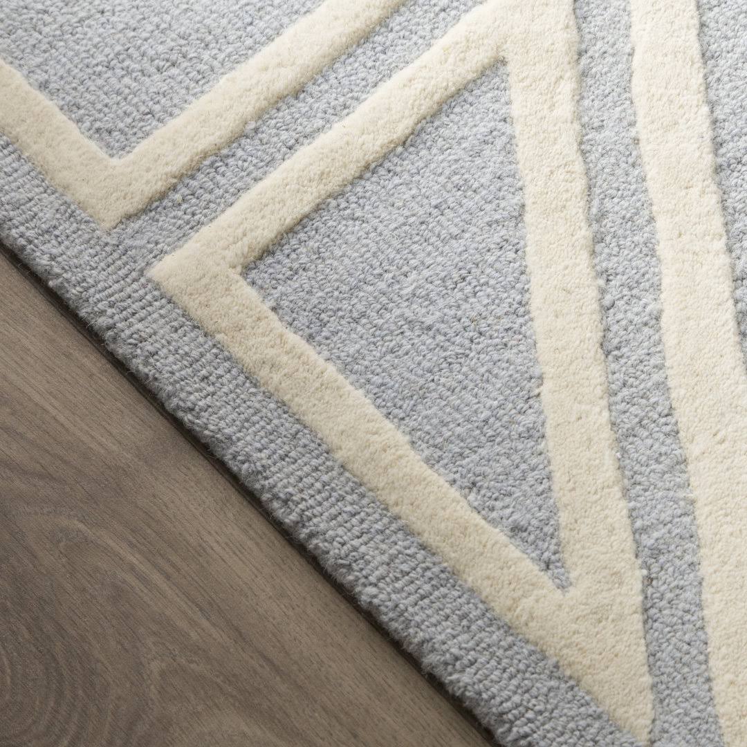 Brenner Geometric Handmade Tufted Wool Blue/Ivory Area Rug Mack & Milo Rug Size: Rectangle 3' X 5' 5Q_GKIKHC7N