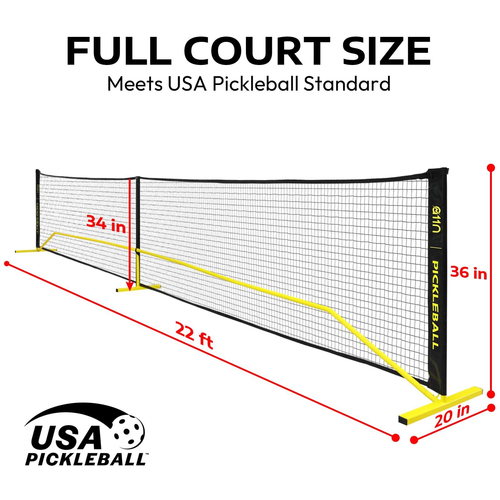 A11n Portable Pickleball Net System, 22ft Regulation Size, Yellow/Black FS_SQ0ASLBM
