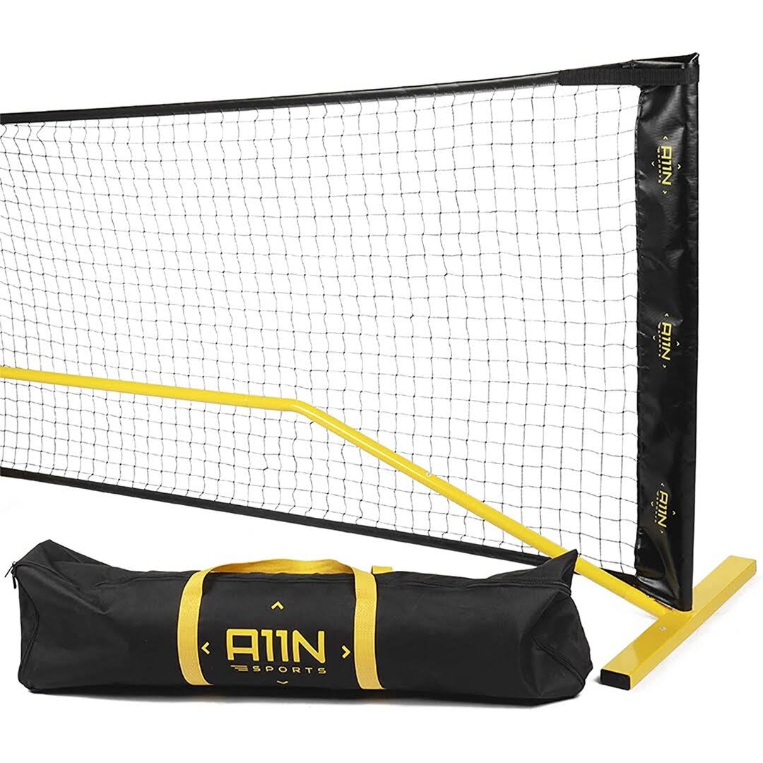 A11n Portable Pickleball Net System, 22ft Regulation Size, Yellow/Black FS_SQ0ASLBM