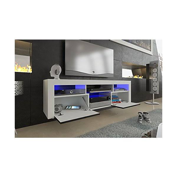 Meble Furniture & Rugs Bari 160 Wall Mounted Floating 63 Tv Stand With 16 Color Leds - White/Black G2_YLPWFMBS Meble Furniture & Rugs Bari 160 Wall Mounted Floating 63 Tv Stand With 16 Color Leds - White/Black G2_YLPWFMBS