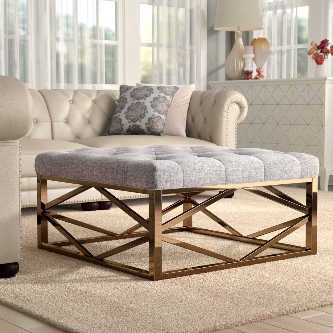 House Of Hampton Gilham Ottoman, Heathered Dark Grey Linen/ Champagne Gold ZQ_XMYQQHMV House Of Hampton Gilham Ottoman, Heathered Dark Grey Linen/ Champagne Gold ZQ_XMYQQHMV