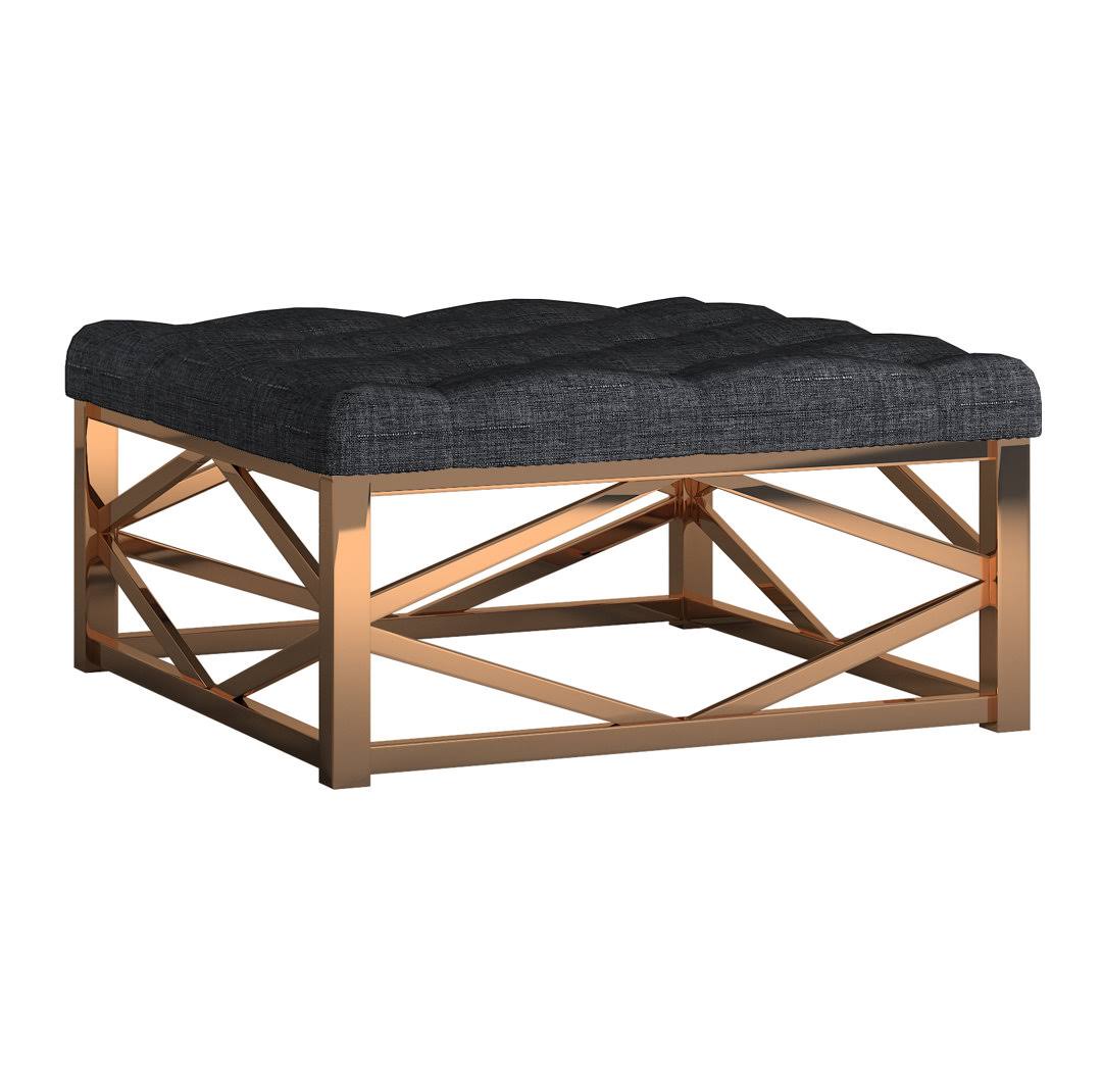 House Of Hampton Gilham Ottoman, Heathered Dark Grey Linen/ Champagne Gold ZQ_XMYQQHMV