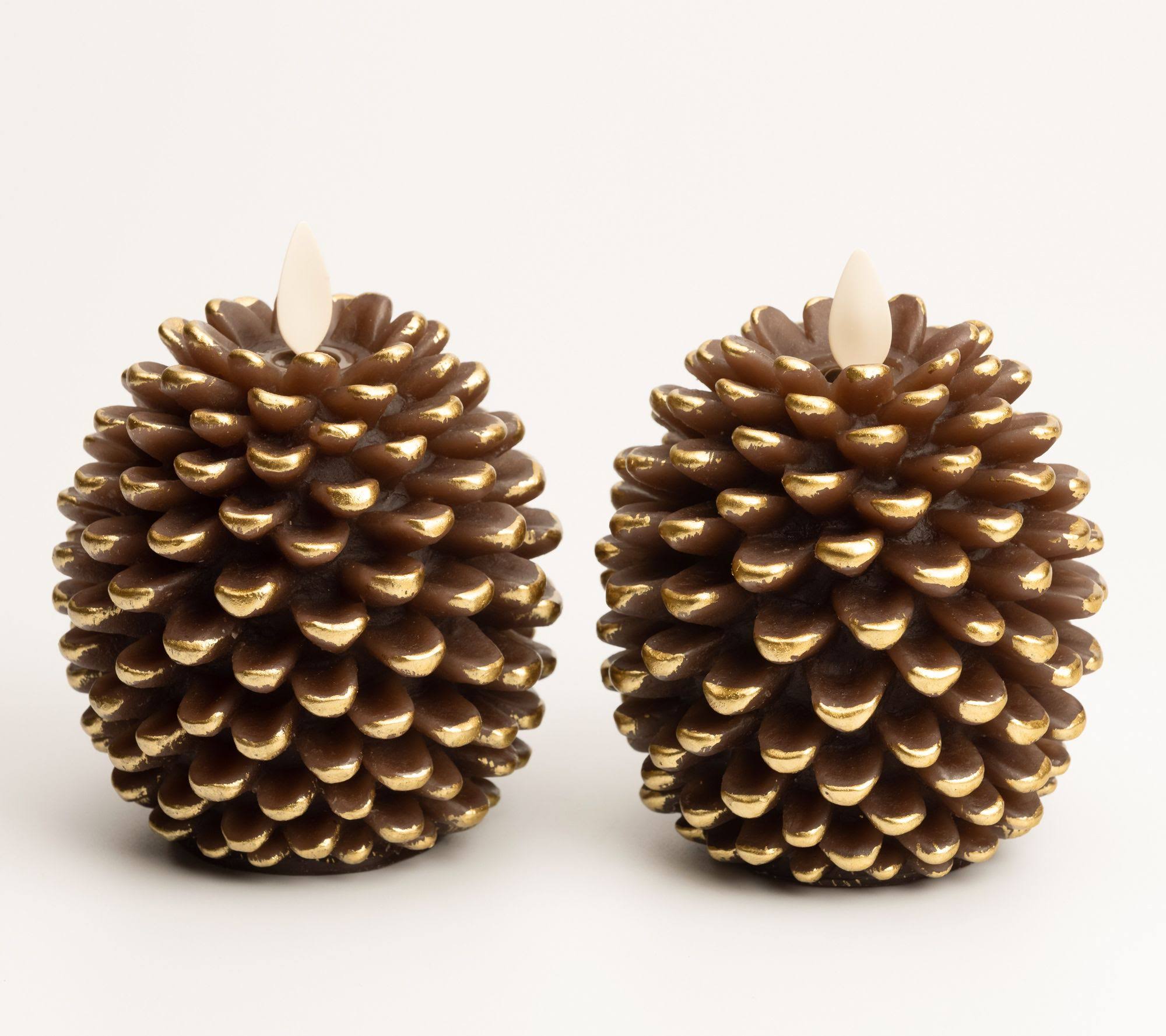 Luminara Set Of Two Flameless Pinecone Candles And Two Remote Controls - White YQ_BNVHAO9I