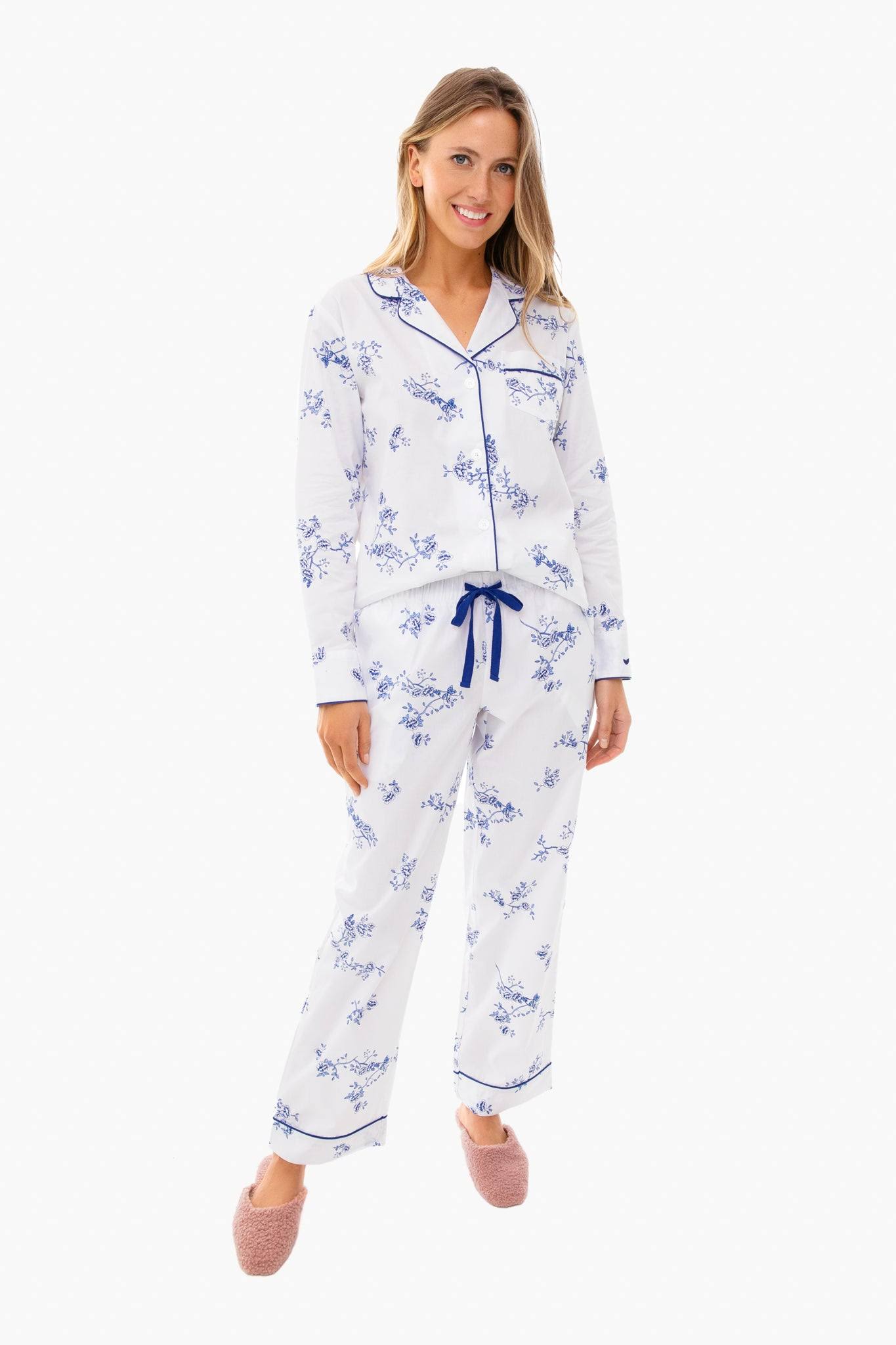 Petite Plume Indigo Floral Pajama Set - White - Size Xl BA_3XLOGNUB