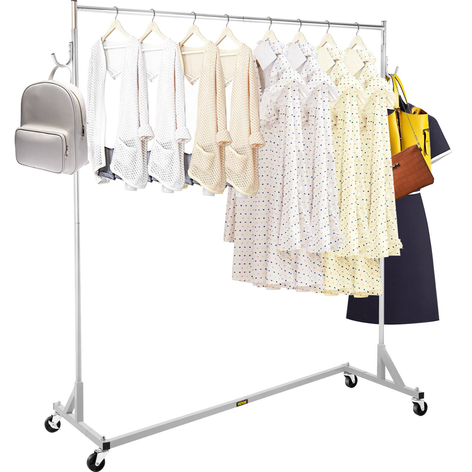 Vevor Z Rack Industrial Grade Z Base Garment Rack Height Adjustable Garment Rack Sturdy Steel Z Base Clothing Rack W/ Lockable Casters For Home SU_OEP8KCVN