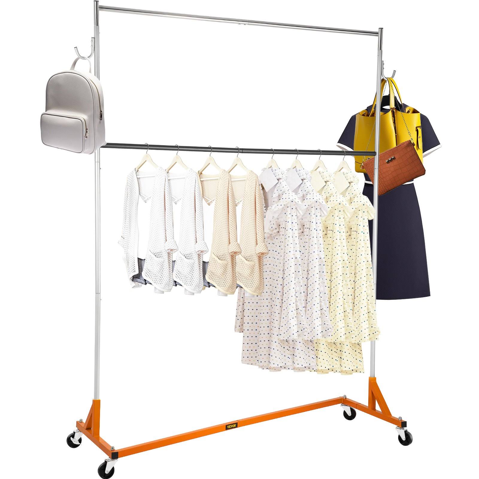 Vevor Z Rack Industrial Grade Z Base Garment Rack Height Adjustable Garment Rack Sturdy Steel Z Base Clothing Rack W/ Lockable Casters For Home SU_OEP8KCVN