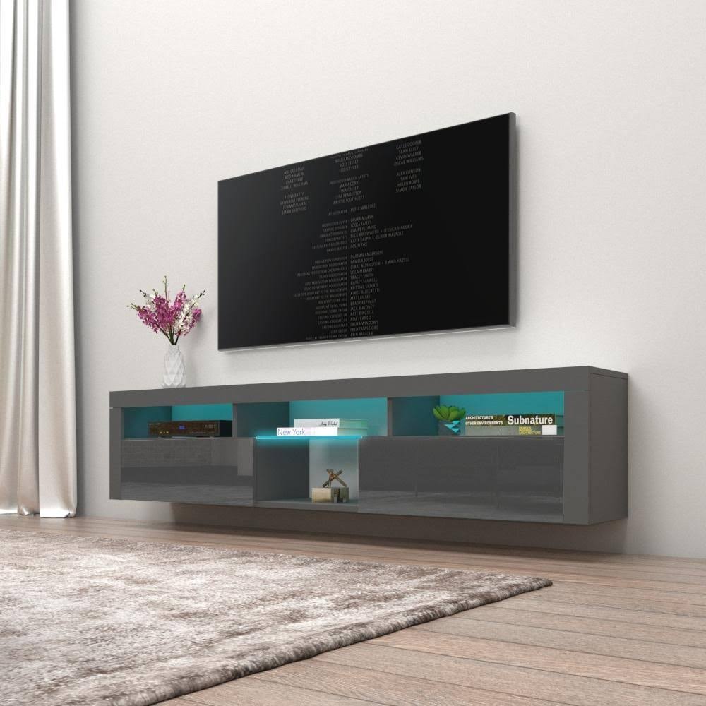 Meble Furniture & Rugs Bari 200 Wall Mounted Floating 79 Tv Stand With 16 Color Leds - White GN_AO9UHAKH Meble Furniture & Rugs Bari 200 Wall Mounted Floating 79 Tv Stand With 16 Color Leds - White GN_AO9UHAKH