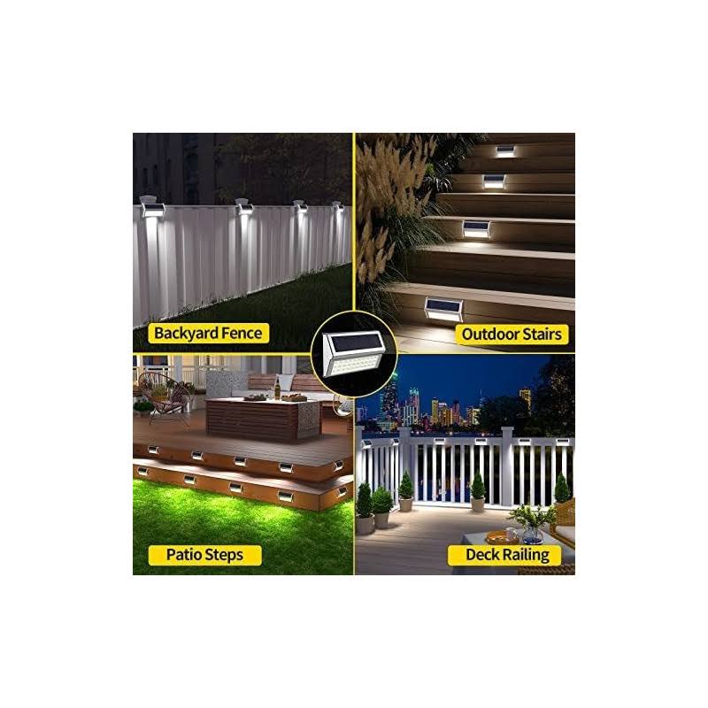Roshwey Deck Lights Outdoor 10 Pack 30 Led Stainless Steel Fence Post Solar Lamps Waterproof Step Lighting For Walkway Stairs, Cool White Light U3_0RCQUB2L Roshwey Deck Lights Outdoor 10 Pack 30 Led Stainless Steel Fence Post Solar Lamps Waterproof Step Lighting For Walkway Stairs, Cool White Light U3_0RCQUB2L