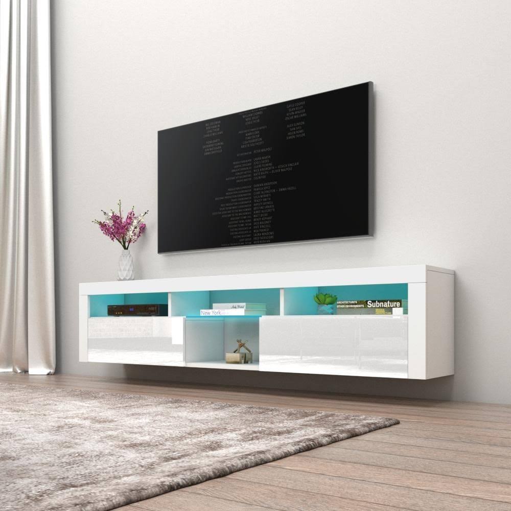 Meble Furniture & Rugs Bari 200 Wall Mounted Floating 79 Tv Stand With 16 Color Leds - White GN_AO9UHAKH Meble Furniture & Rugs Bari 200 Wall Mounted Floating 79 Tv Stand With 16 Color Leds - White GN_AO9UHAKH