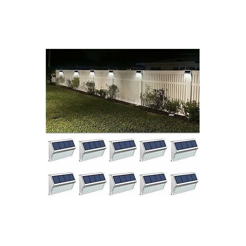 Roshwey Deck Lights Outdoor 10 Pack 30 Led Stainless Steel Fence Post Solar Lamps Waterproof Step Lighting For Walkway Stairs, Cool White Light U3_0RCQUB2L Roshwey Deck Lights Outdoor 10 Pack 30 Led Stainless Steel Fence Post Solar Lamps Waterproof Step Lighting For Walkway Stairs, Cool White Light U3_0RCQUB2L