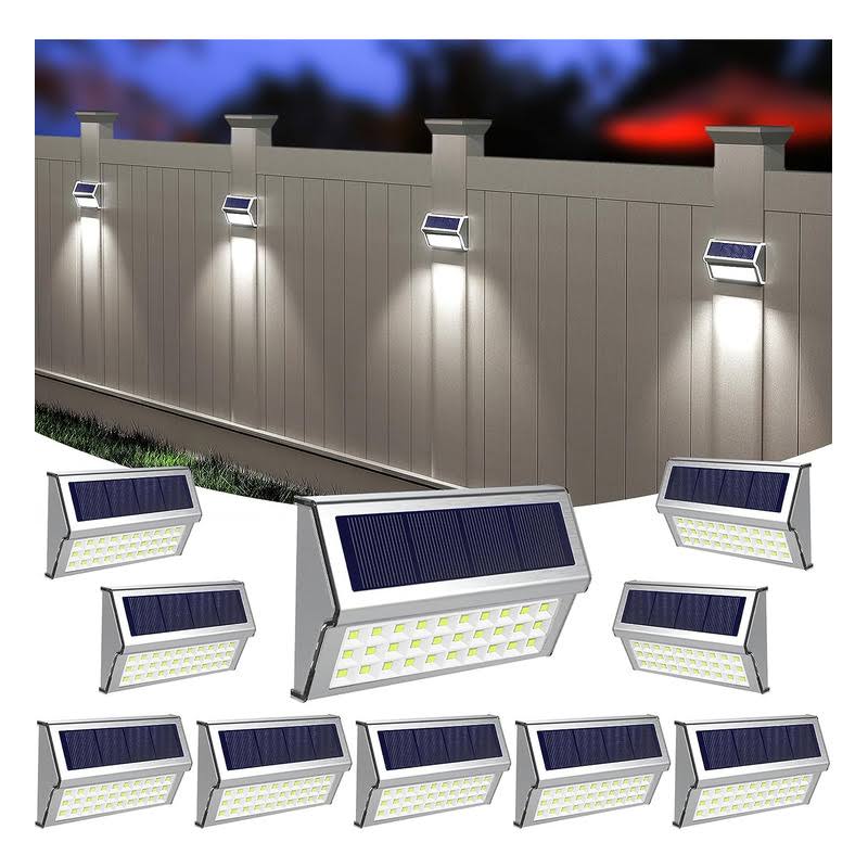 Roshwey Deck Lights Outdoor 10 Pack 30 Led Stainless Steel Fence Post Solar Lamps Waterproof Step Lighting For Walkway Stairs, Cool White Light U3_0RCQUB2L Roshwey Deck Lights Outdoor 10 Pack 30 Led Stainless Steel Fence Post Solar Lamps Waterproof Step Lighting For Walkway Stairs, Cool White Light U3_0RCQUB2L