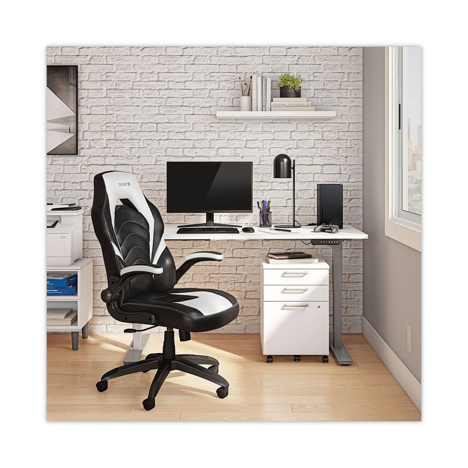 Emerge Vortex Bonded Leather Gaming Chair, Black & White N3_1NEZBQBL