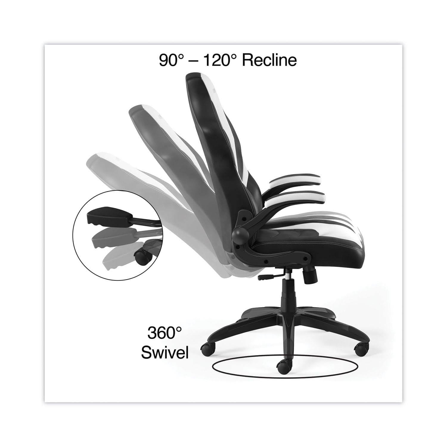 Emerge Vortex Bonded Leather Gaming Chair, Black & White N3_1NEZBQBL
