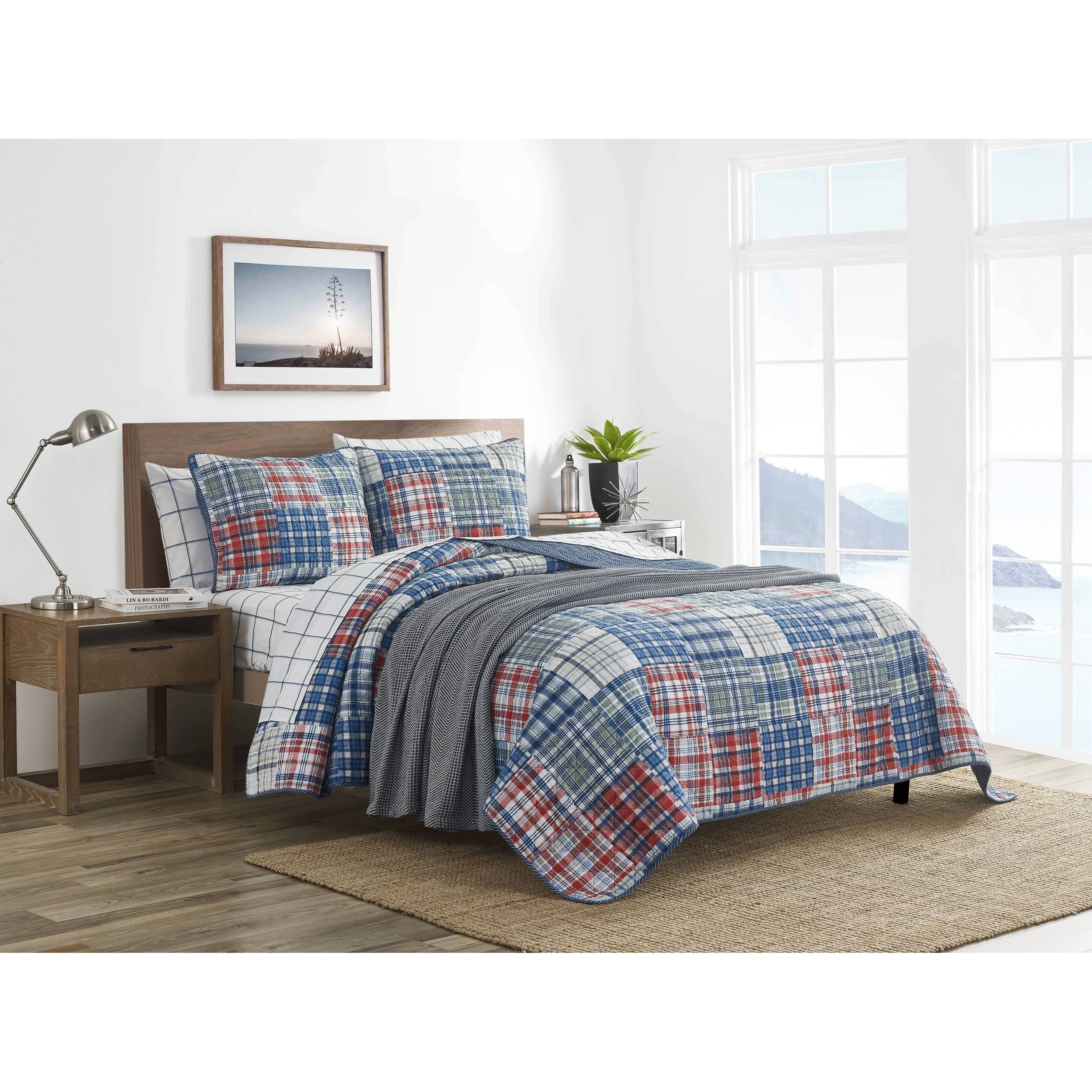 Nautica Raeford Cotton Quilt Set, Blue, Full/Queen 9U_55MICA7M Nautica Raeford Cotton Quilt Set, Blue, Full/Queen 9U_55MICA7M