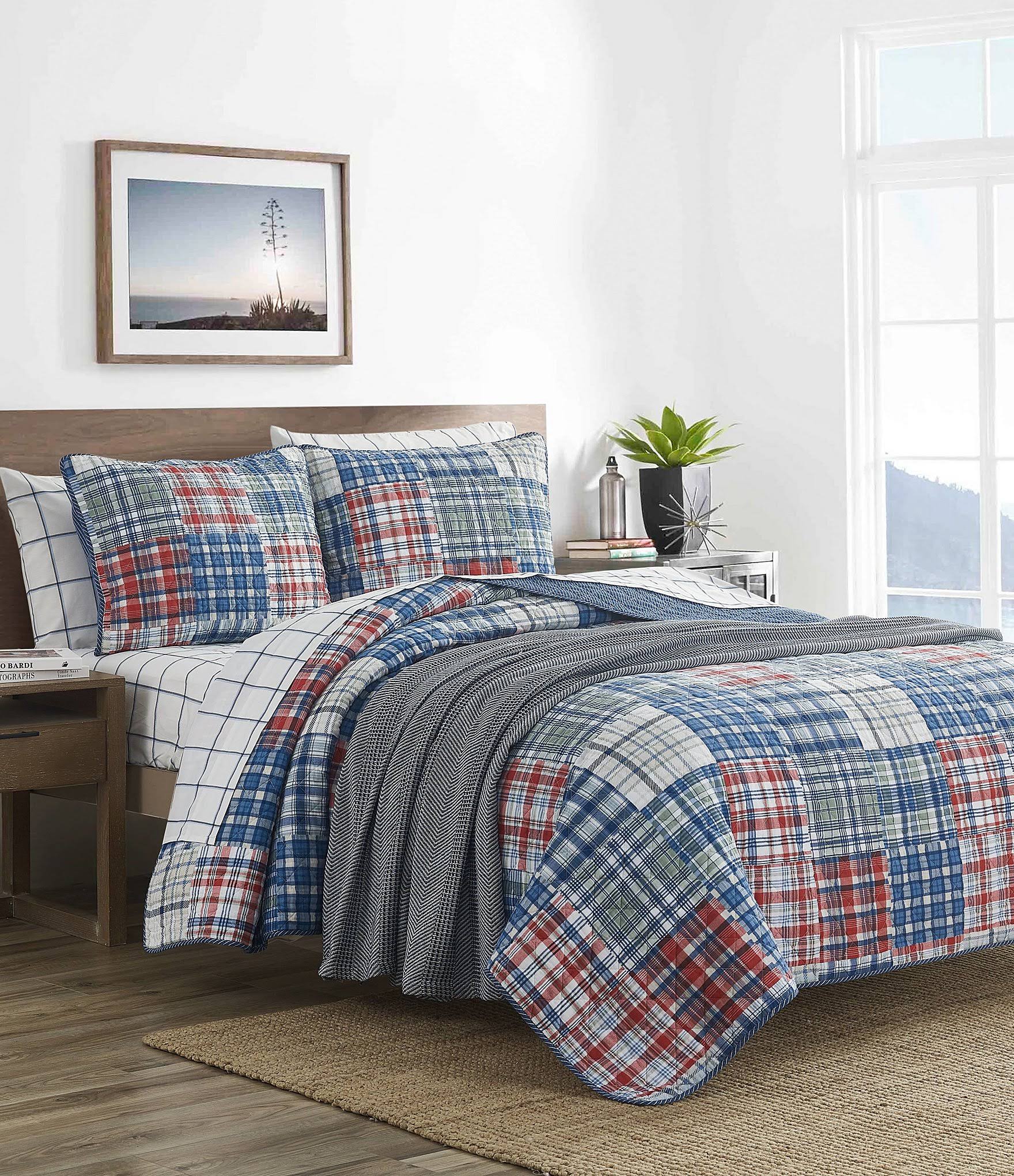 Nautica Raeford Cotton Quilt Set, Blue, Full/Queen 9U_55MICA7M Nautica Raeford Cotton Quilt Set, Blue, Full/Queen 9U_55MICA7M