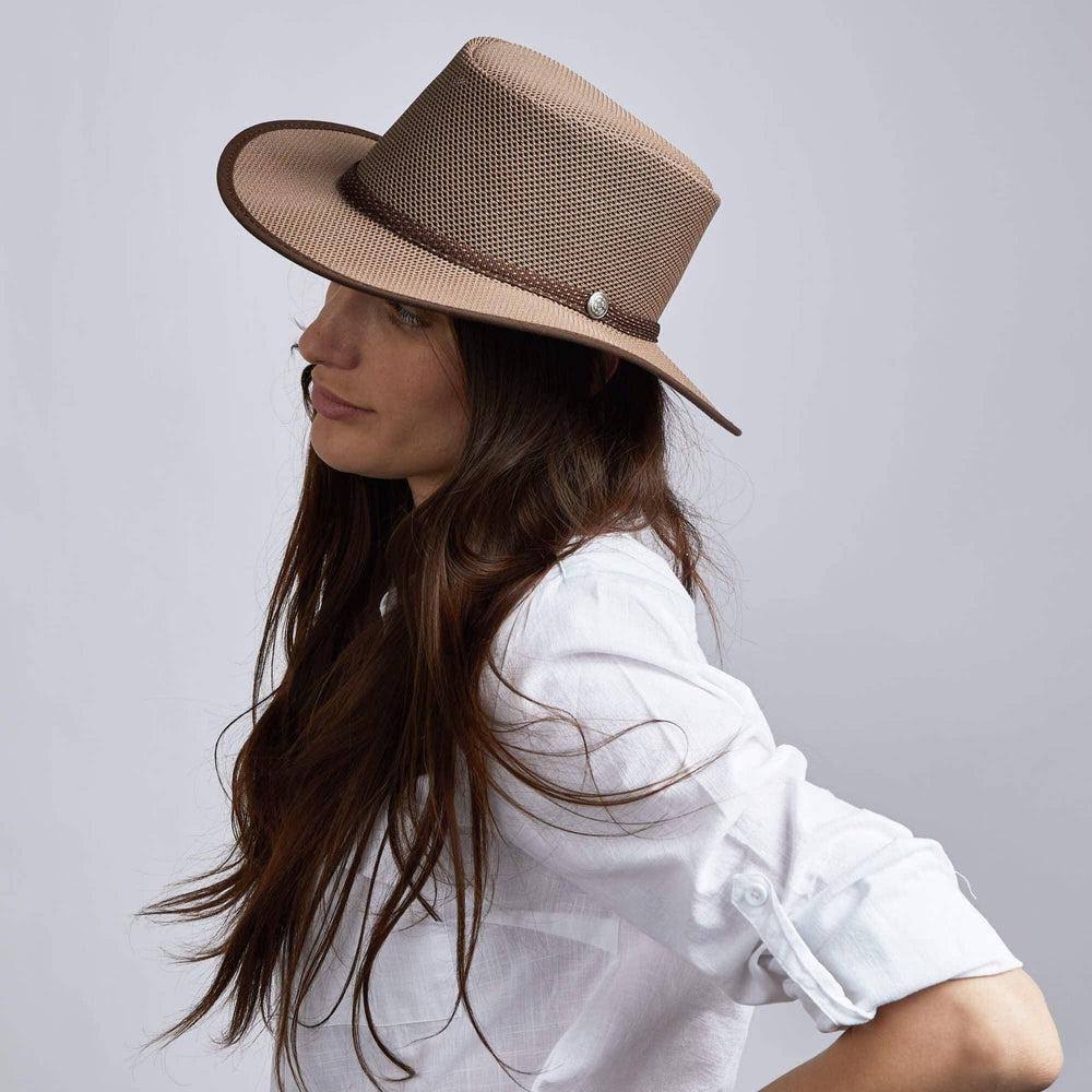 New American Hat Makers Cabana Mesh Leather Hat, Brown IT_BEEDGXCB
