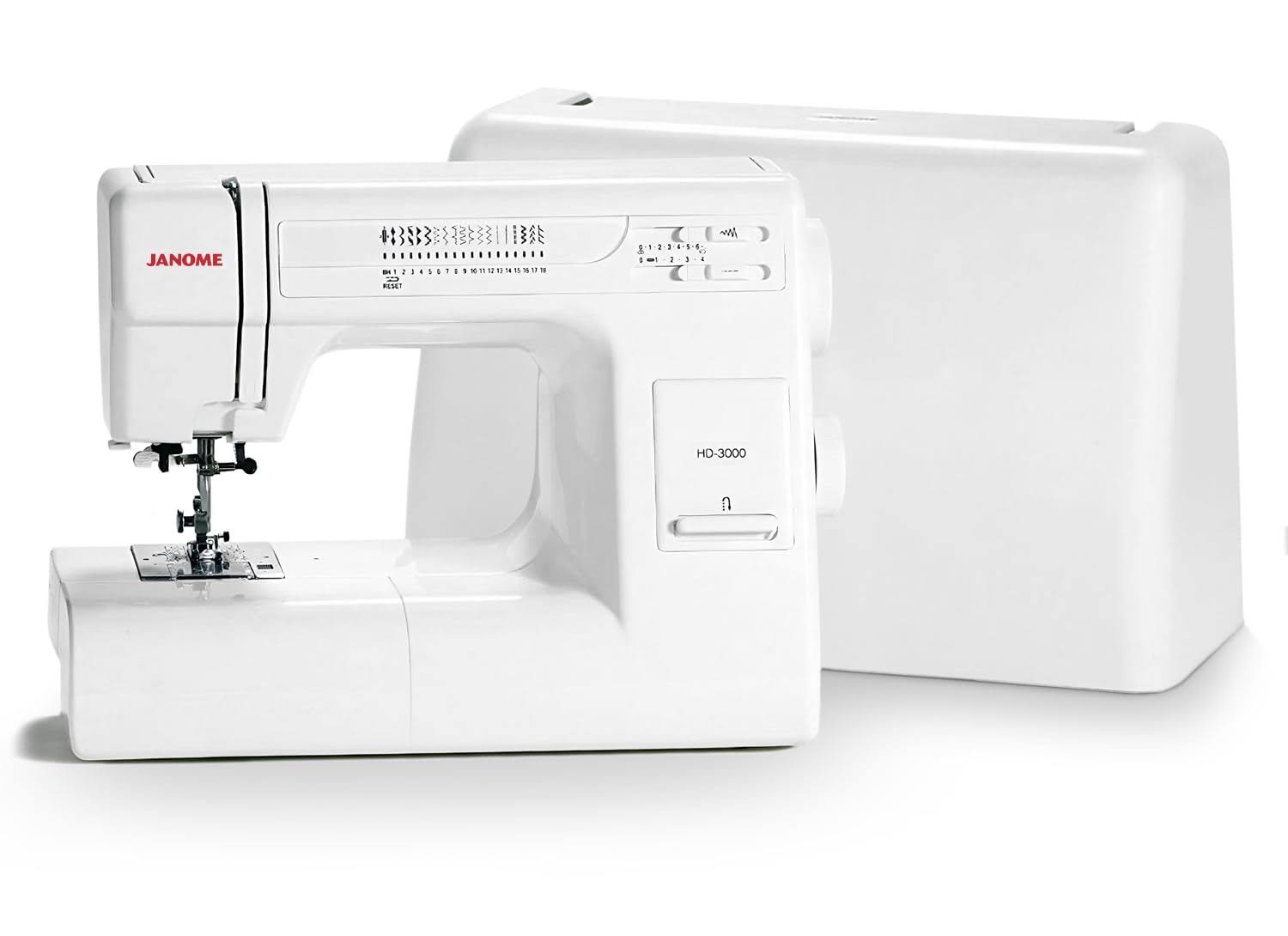 Janome Hd3000 Heavy Duty Sewing Machine W/Hard Case + 1/4 Seam Foot + Blind Hem Foot + Overedge Foot + Rolled Hem Foot + Zipper Foot + Buttonhole CU_2IPAEUYG