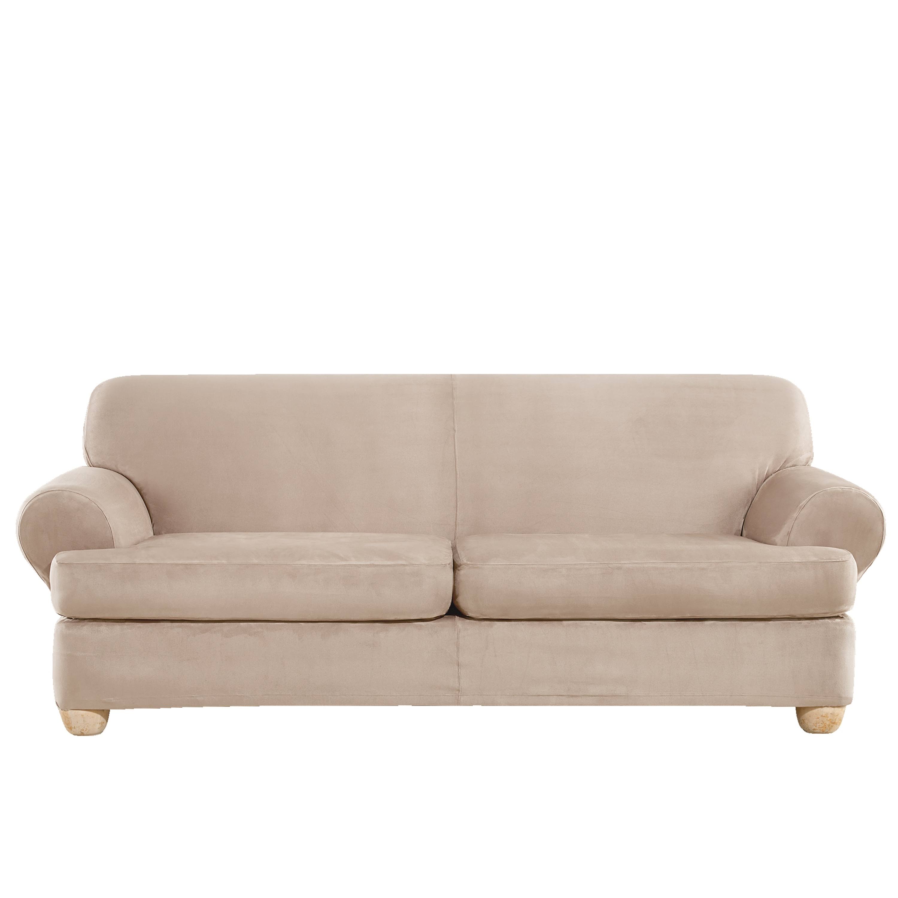 Sure Fit Ultimate Stretch Suede 4 Piece T-Sofa Slipcover, Slate Gray NS_ZMQIAJLQ Sure Fit Ultimate Stretch Suede 4 Piece T-Sofa Slipcover, Slate Gray NS_ZMQIAJLQ
