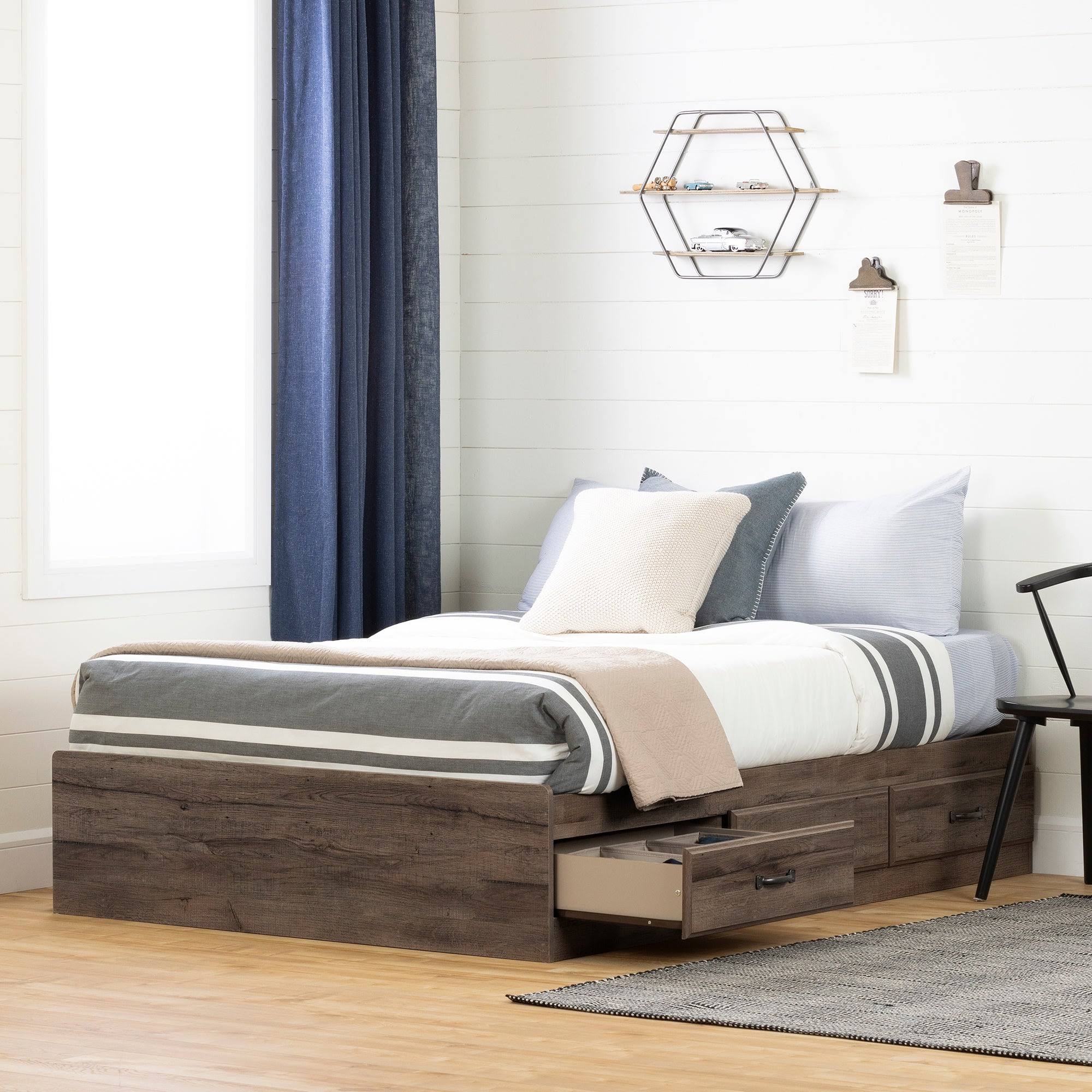 Full Ulysses Mates Bed With 3 Drawers Fall Oak - South Shore UF_L9SAIO2O