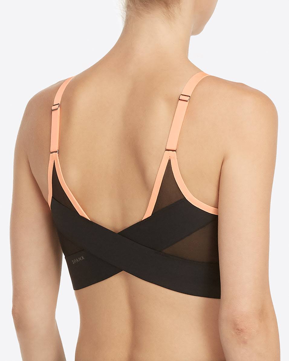 Spanx Workout To Waves Mesh Panel Sports Bra - Black Xl L5_RI0EHEW7