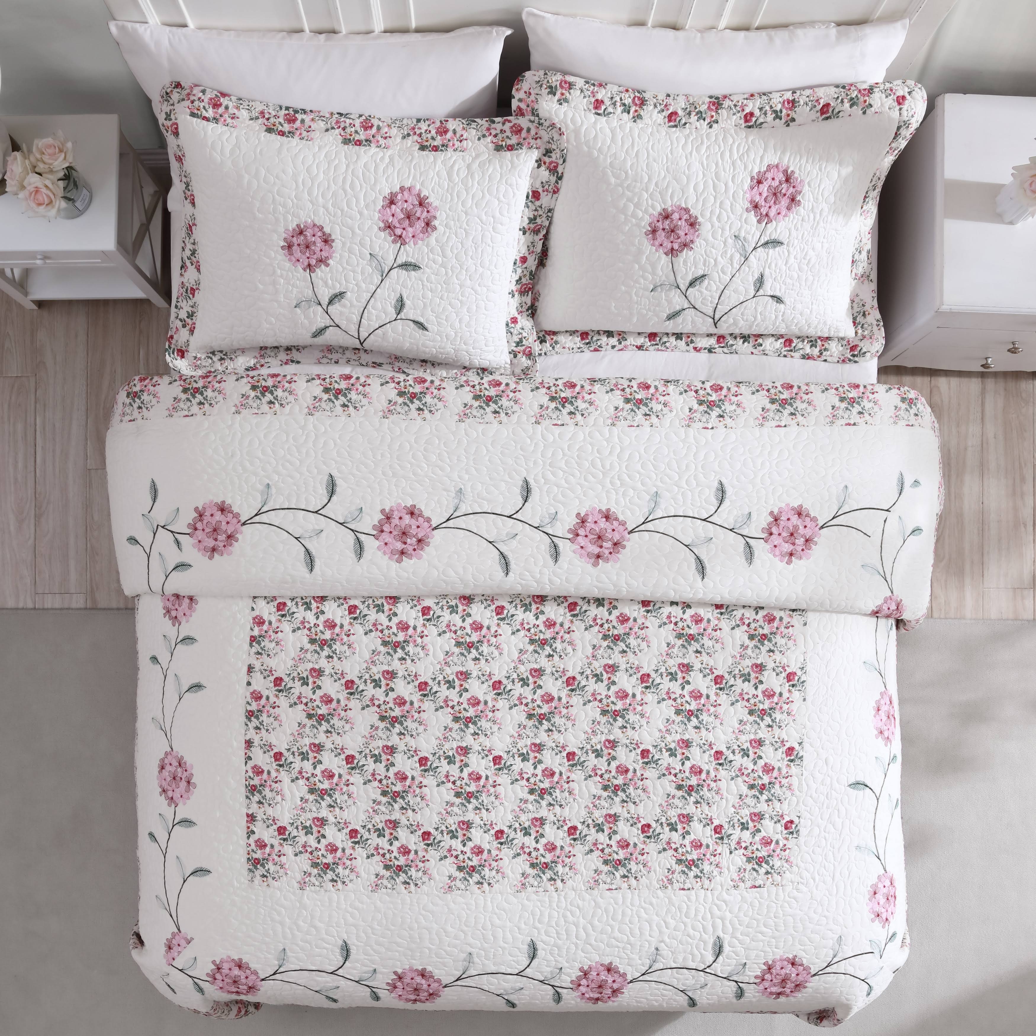 Beatrice Home Fashions Carnation Embroidered Bedspread Or Sham, Blue, Full 0T_UW2POXCL