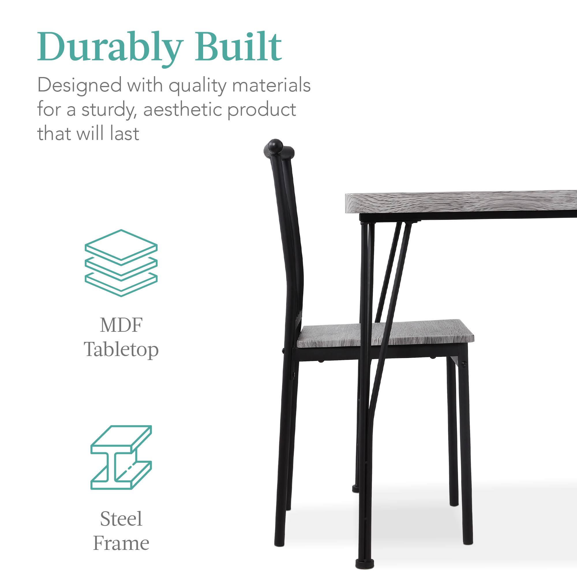 Best Choice Products 5-Piece Indoor Modern Metal Wood Rectangular Dining Table Furniture Set W/ 4 Chairs - Gray FH_IJGICS39 Best Choice Products 5-Piece Indoor Modern Metal Wood Rectangular Dining Table Furniture Set W/ 4 Chairs - Gray FH_IJGICS39