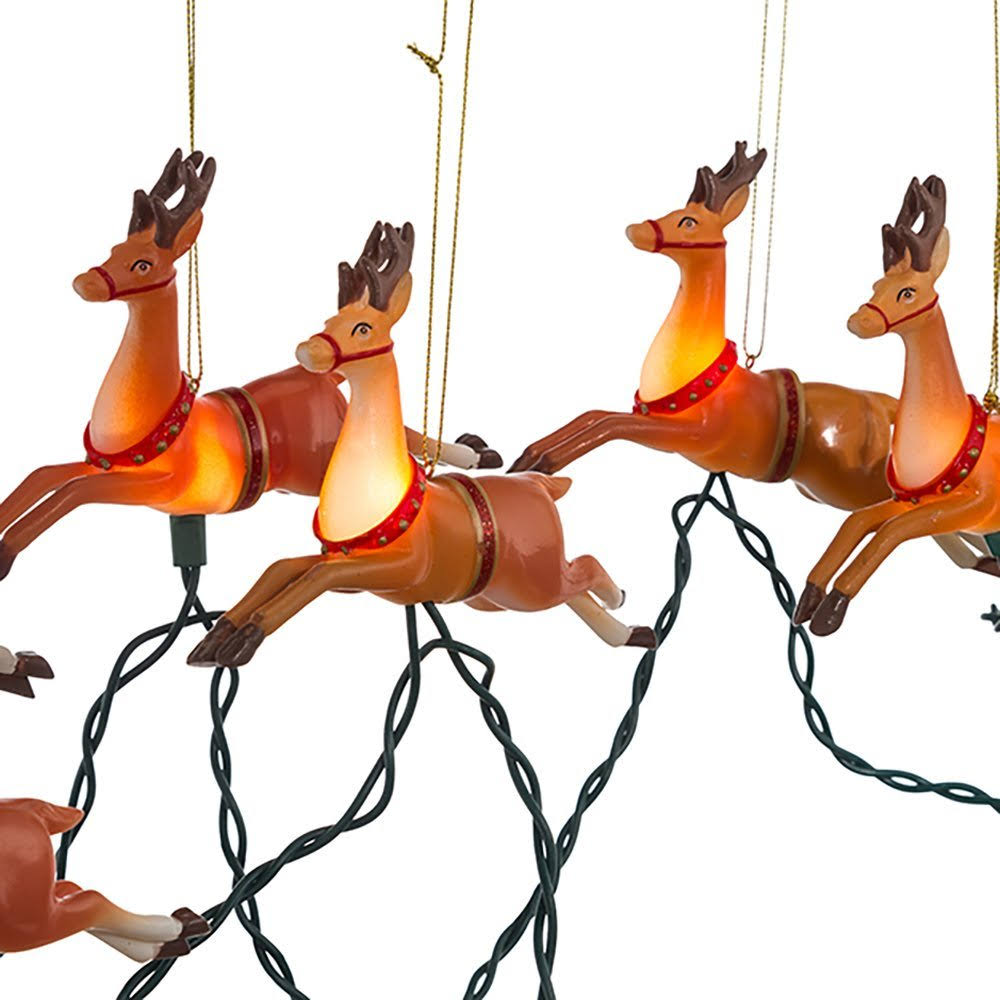 Kurt Adler 10-Light Santa Sleigh And Reindeer Light Set QR_AZSRG8LT