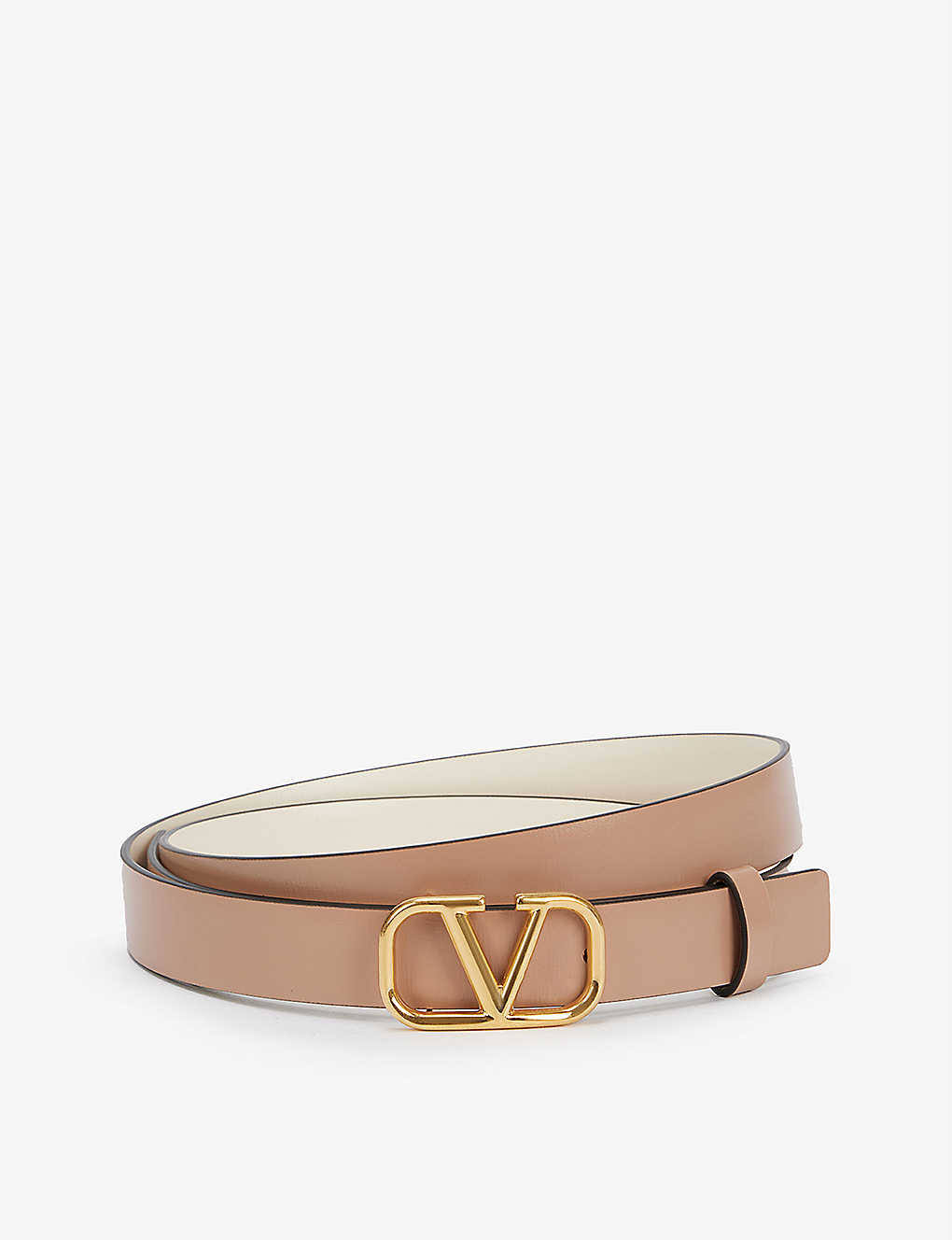 Valentino Garavani Women's Reversible Leather Vlogo Belt - Light Ivory - Size Medium PP_LSSWH51C Valentino Garavani Women's Reversible Leather Vlogo Belt - Light Ivory - Size Medium PP_LSSWH51C