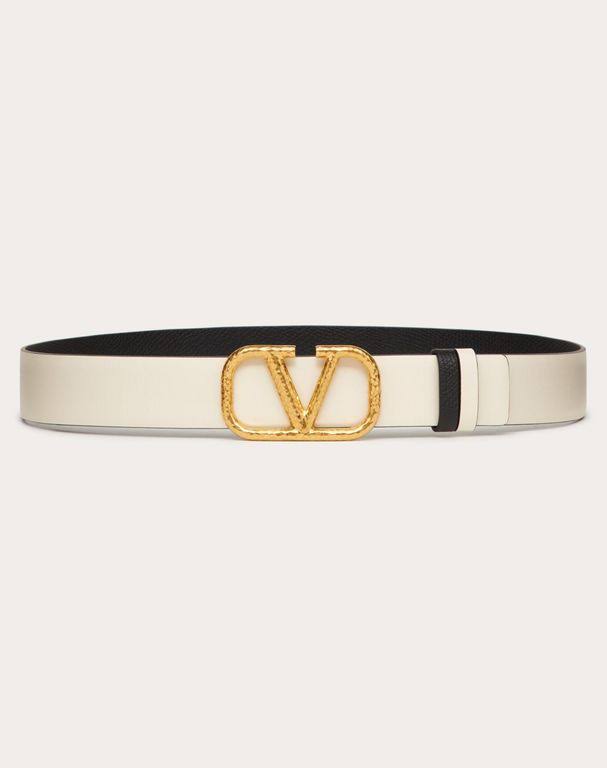 Valentino Garavani Women's Reversible Leather Vlogo Belt - Light Ivory - Size Medium PP_LSSWH51C Valentino Garavani Women's Reversible Leather Vlogo Belt - Light Ivory - Size Medium PP_LSSWH51C