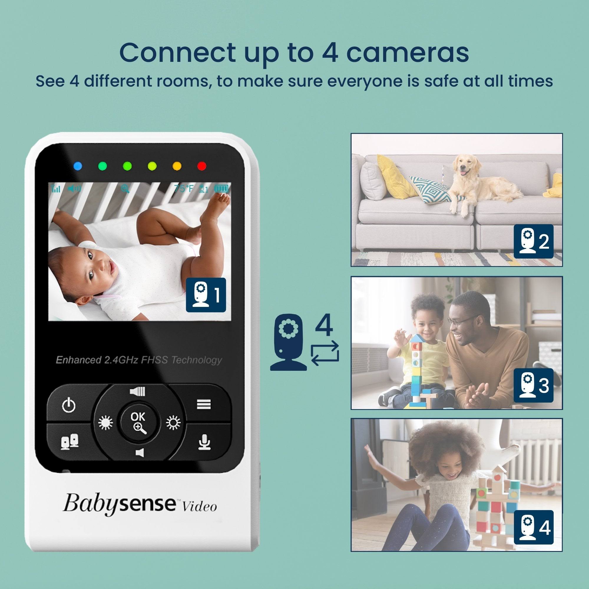 Babysense Video Baby Monitor With Two Cameras, Long Range, Room Temp, Night Vision & Light, Two Way Talk, Lullabies, Model EK_YJS5QMYU