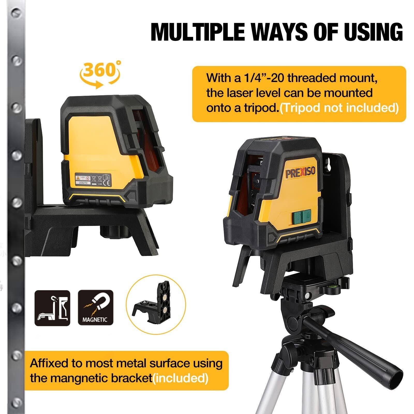 Prexiso Laser Level Self Leveling - 100ft Rechargeable Cross Line Laser Green Line Leveler Tool For Construction Floor Tile Home Renovation With Magne LO_TNM8HSJH