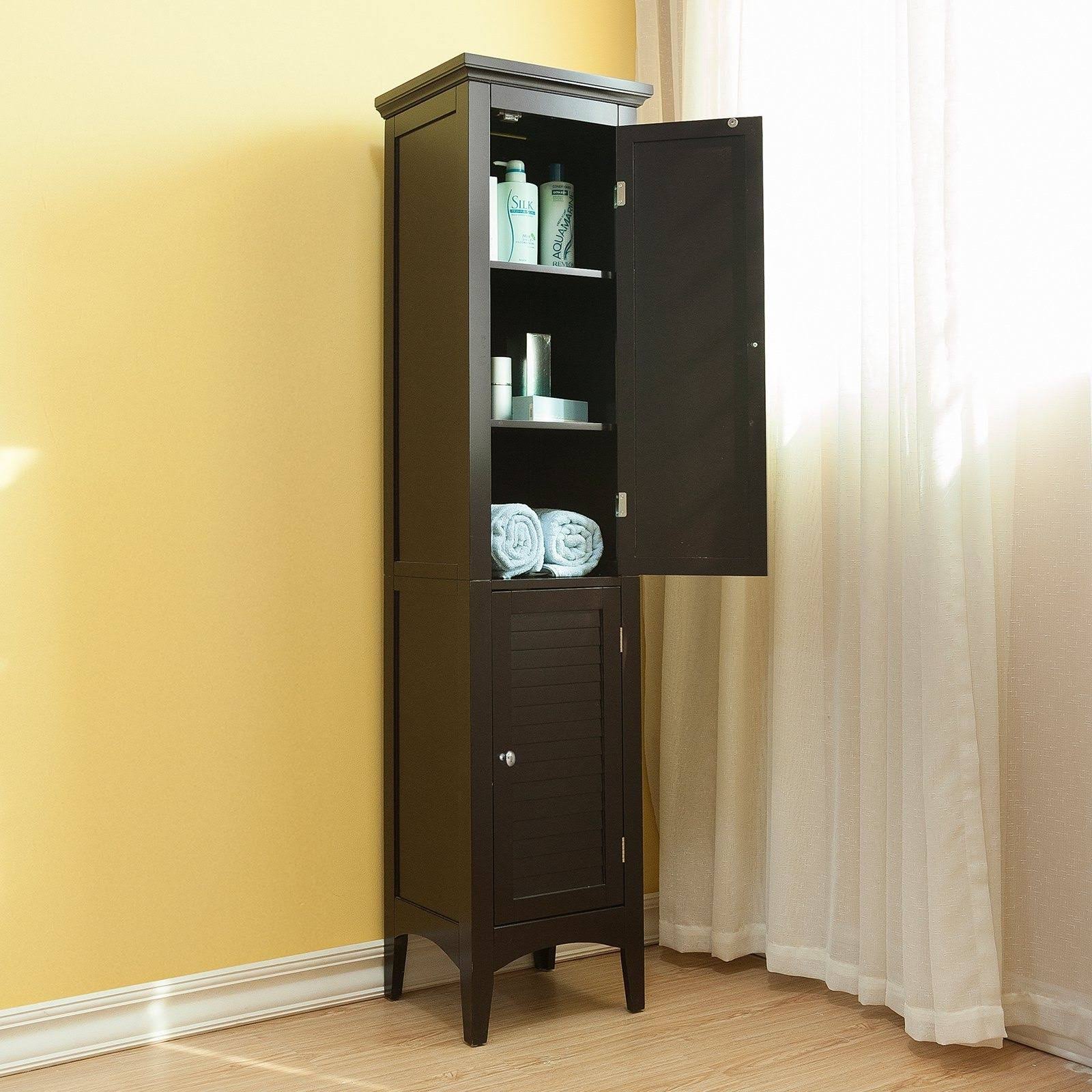 Elegant Home Fashions Elg-598 Slone Linen Tower With 2 Shutter Doors, Dark Espresso Q4_L5WFKX4A Elegant Home Fashions Elg-598 Slone Linen Tower With 2 Shutter Doors, Dark Espresso Q4_L5WFKX4A