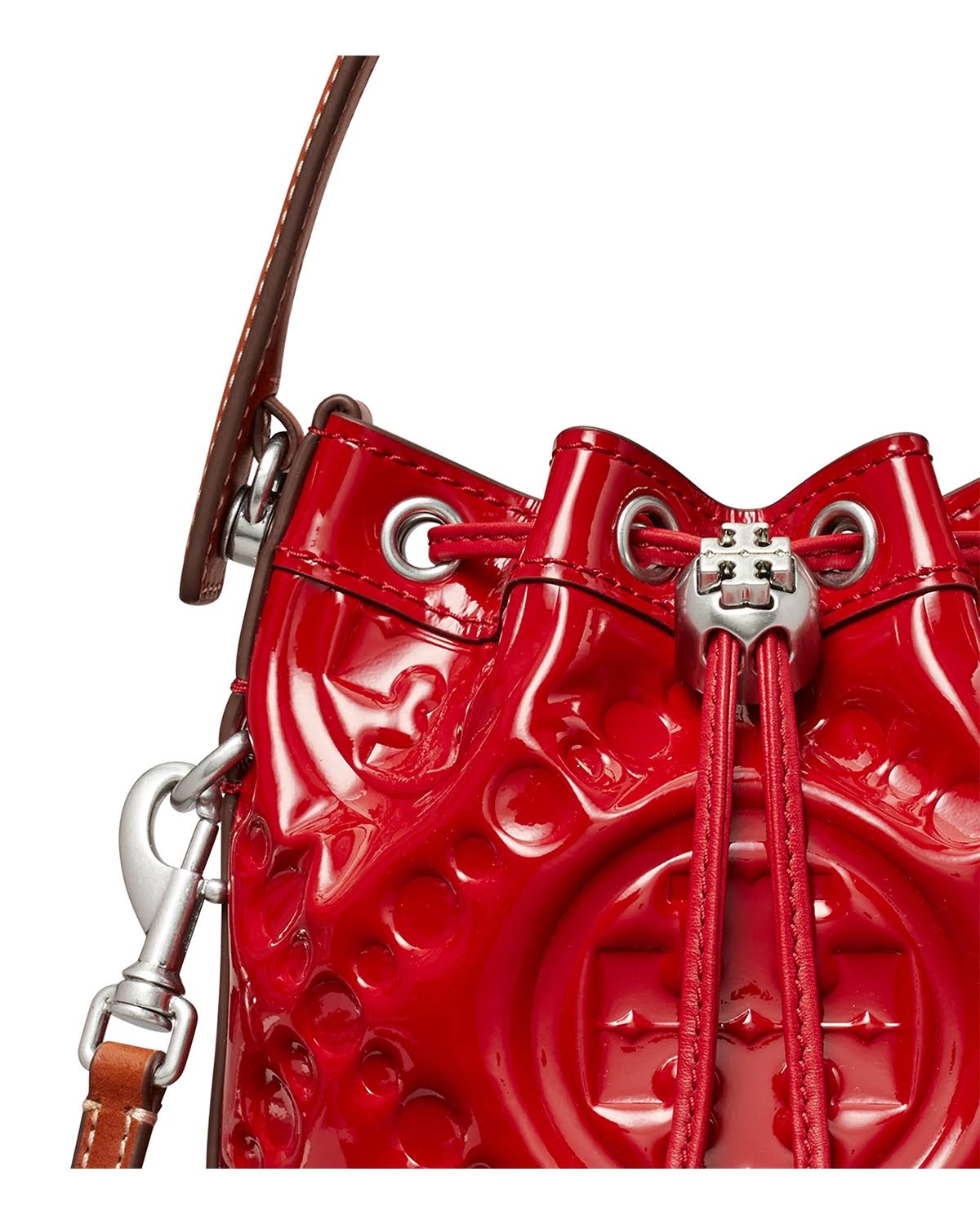Tory Burch T Monogram Puffy Patent Leather Mini Bucket Bag In Tory Red CW_QZAVPT8J