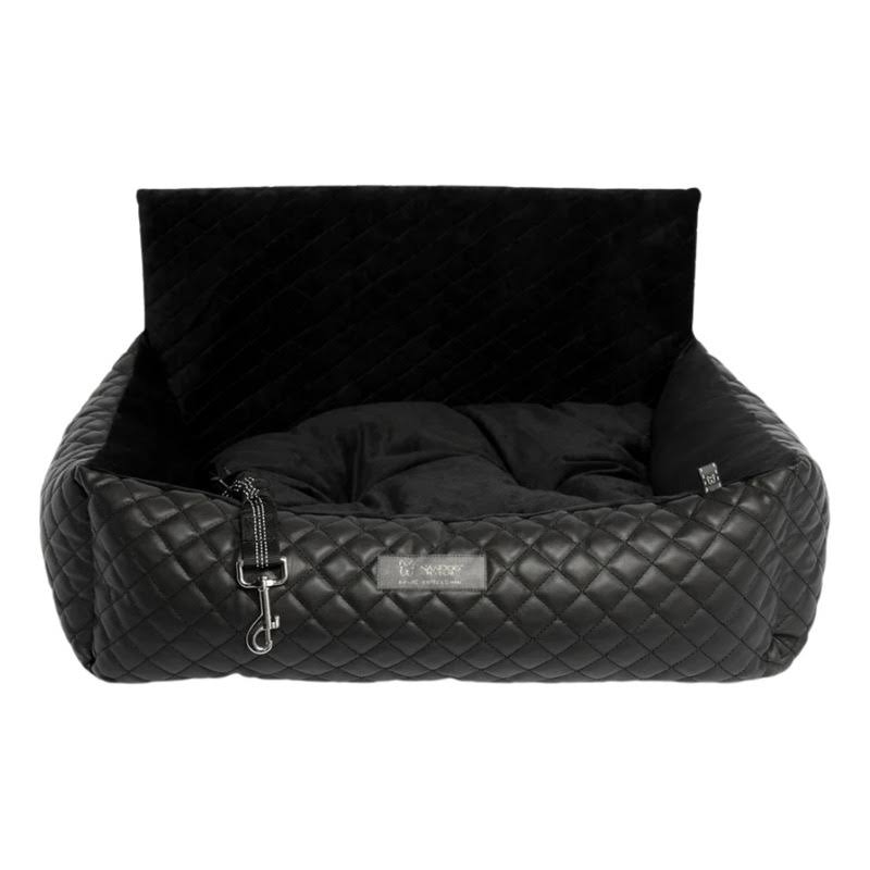 Nandog Quilted Vegan Leather Dog Car Seat Bed, Black CU_SUO6NTKA Nandog Quilted Vegan Leather Dog Car Seat Bed, Black CU_SUO6NTKA