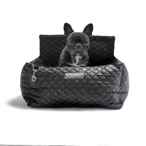 Nandog Quilted Vegan Leather Dog Car Seat Bed, Black CU_SUO6NTKA