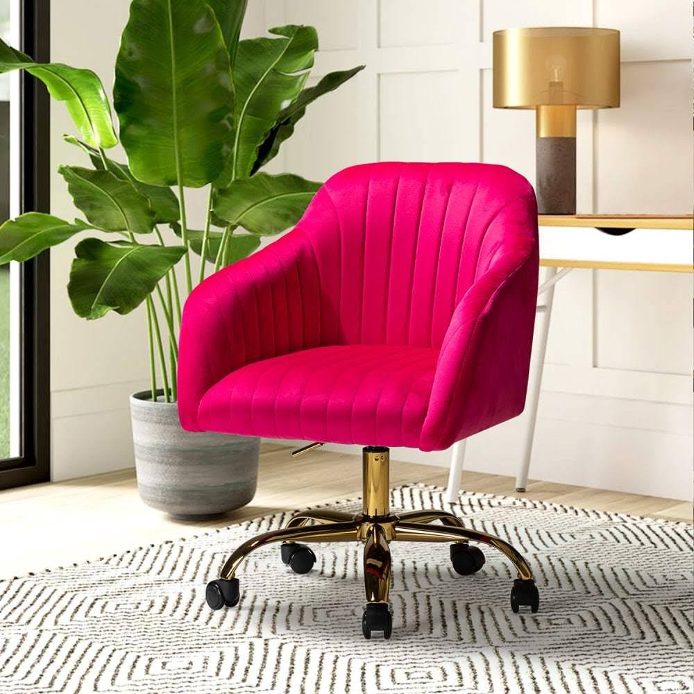14 Karat Home Velvet Desk Office Chair Height Adjustable With Wheels & Metal Legs Navy WN_S6IILSOT 14 Karat Home Velvet Desk Office Chair Height Adjustable With Wheels & Metal Legs Navy WN_S6IILSOT