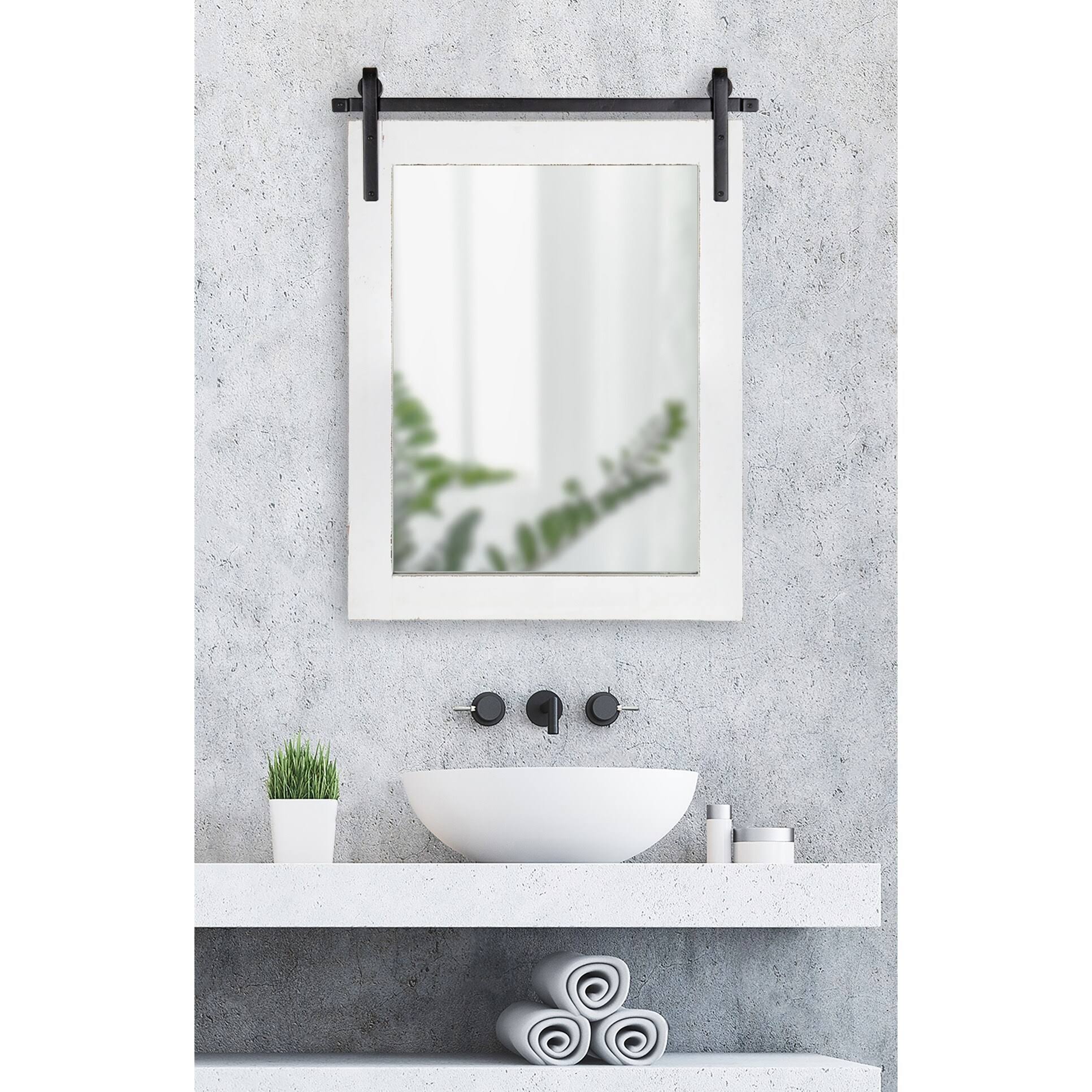Kate And Laurel Cates Farmhouse Horizontal Wood Framed Wall Mirror, 38 X 27, Walnut Brown, Barn Door-Inspired Decorative Hanging Mirror For Wall U3_ZUTKMBVH